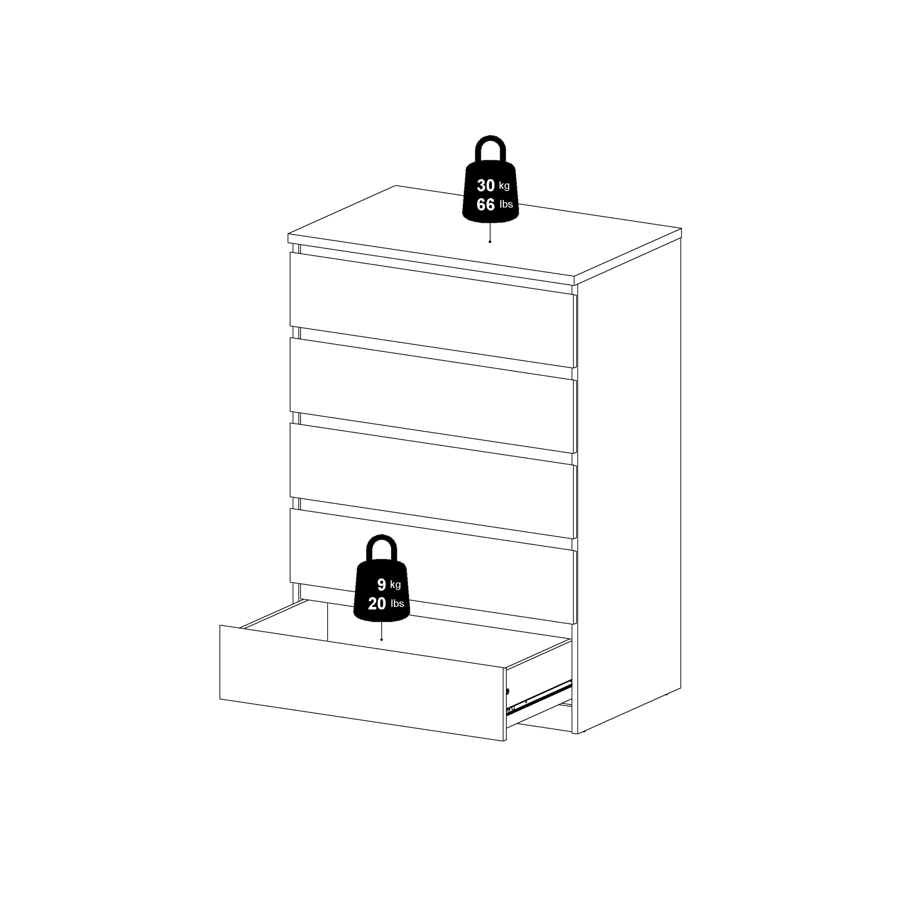 Naia Chest of 5 Drawers in Black Matt – FTG, view 9