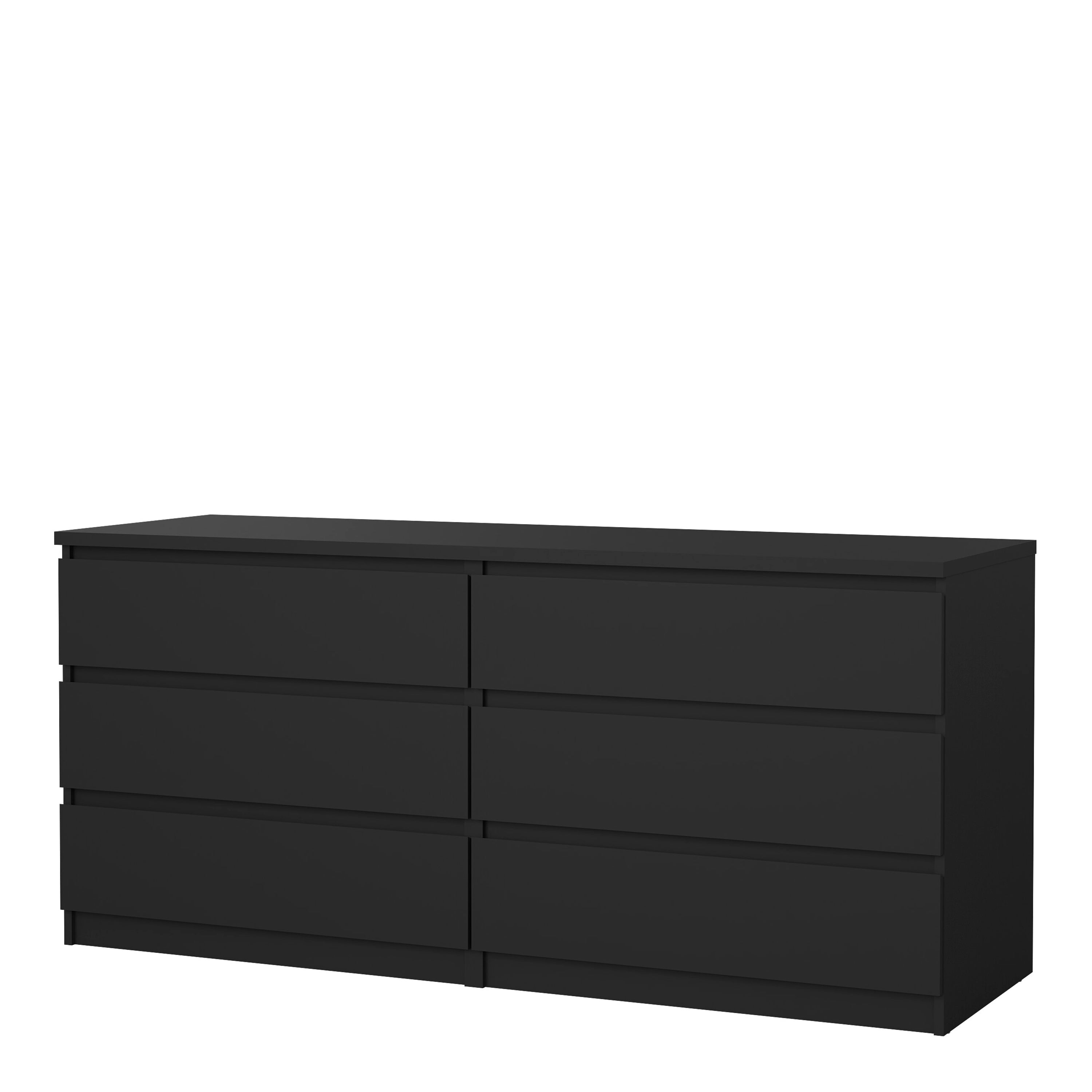 Naia Wide Chest of 6 Drawers (3+3) in Black Matt – FTG, view 3