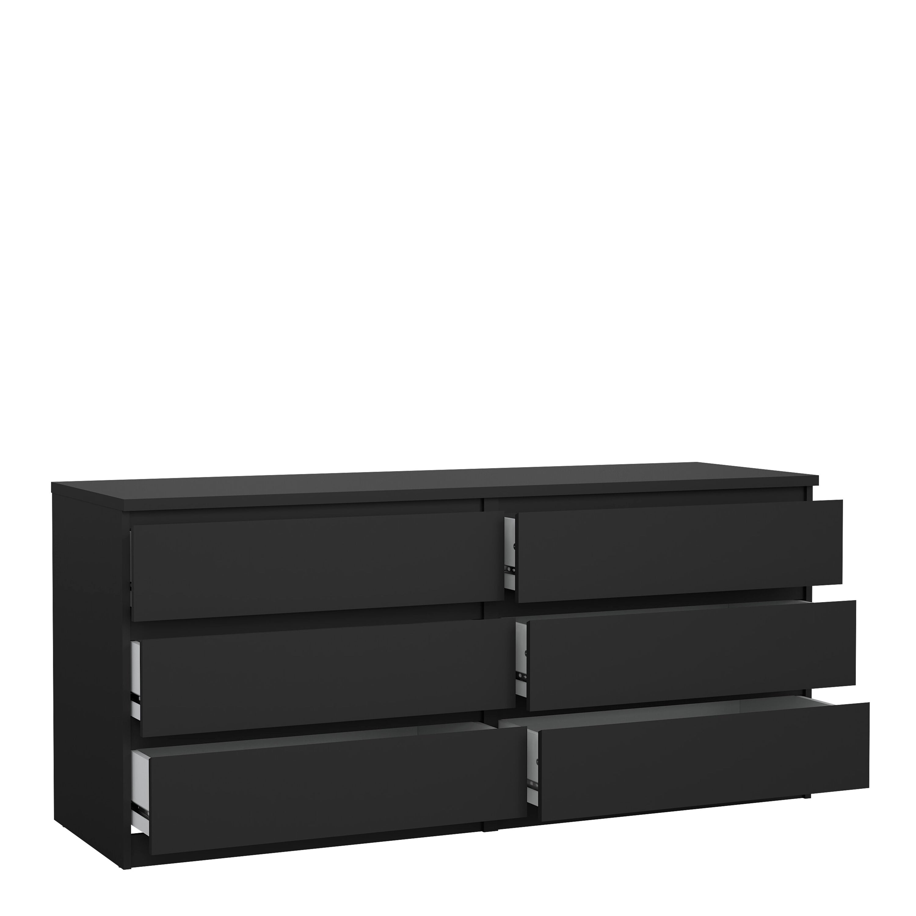Naia Wide Chest of 6 Drawers (3+3) in Black Matt – FTG, view 4