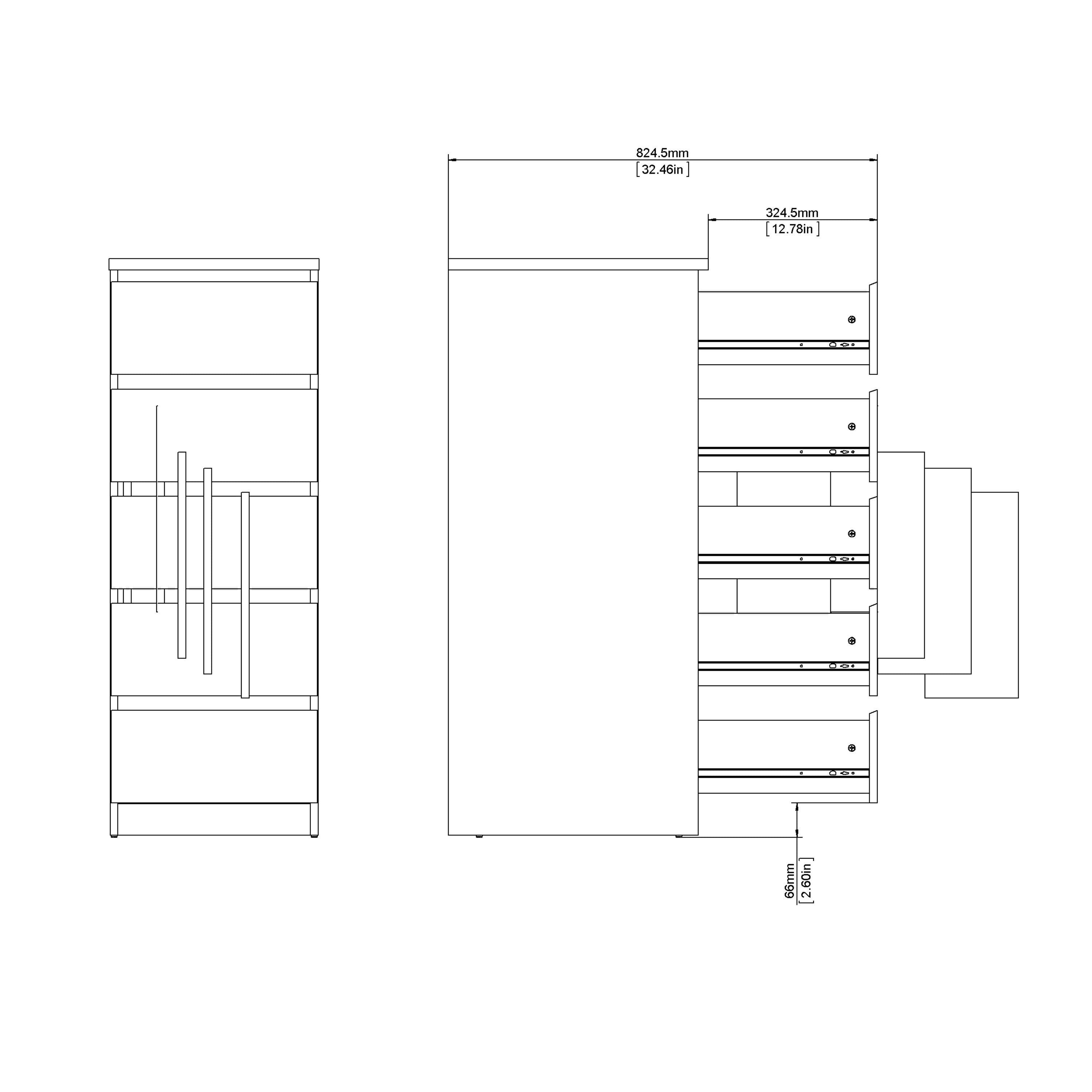 Naia Narrow Chest of 5 Drawers in Black Matt – FTG, view 10