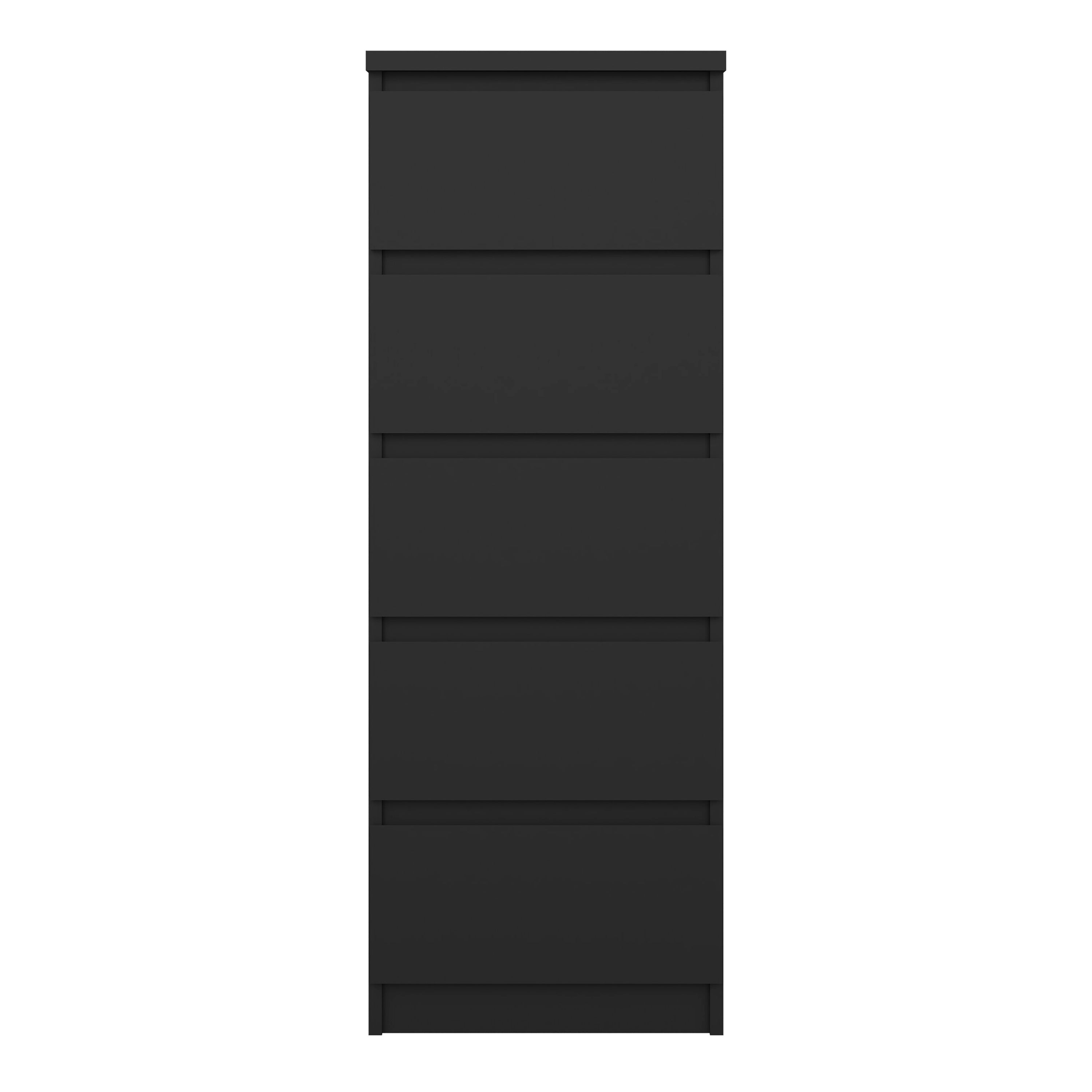 Naia Narrow Chest of 5 Drawers in Black Matt – FTG, view 2