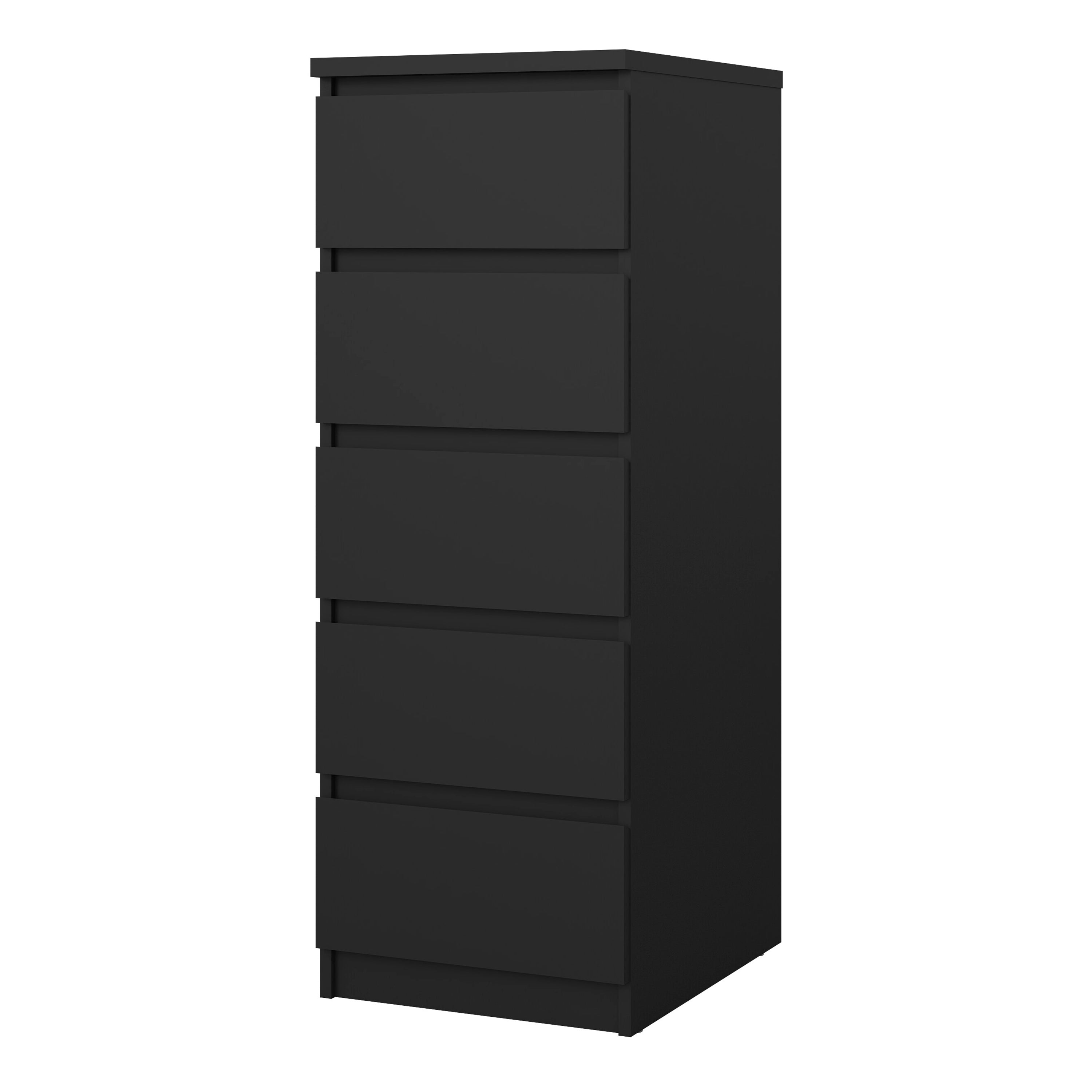Naia Narrow Chest of 5 Drawers in Black Matt – FTG, view 3