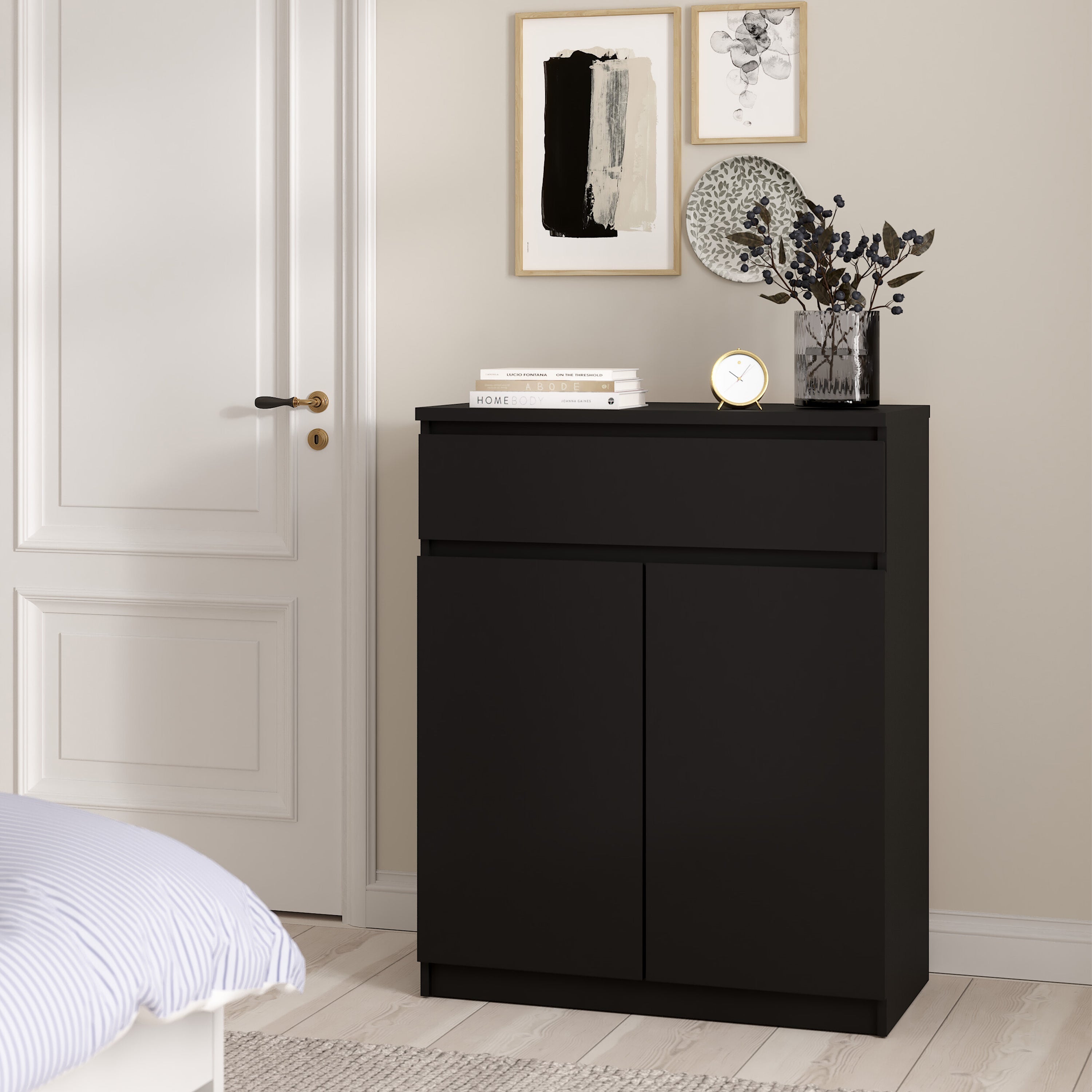 Naia Sideboard - 1 Drawer 2 Doors in Black Matt – FTG, view 5