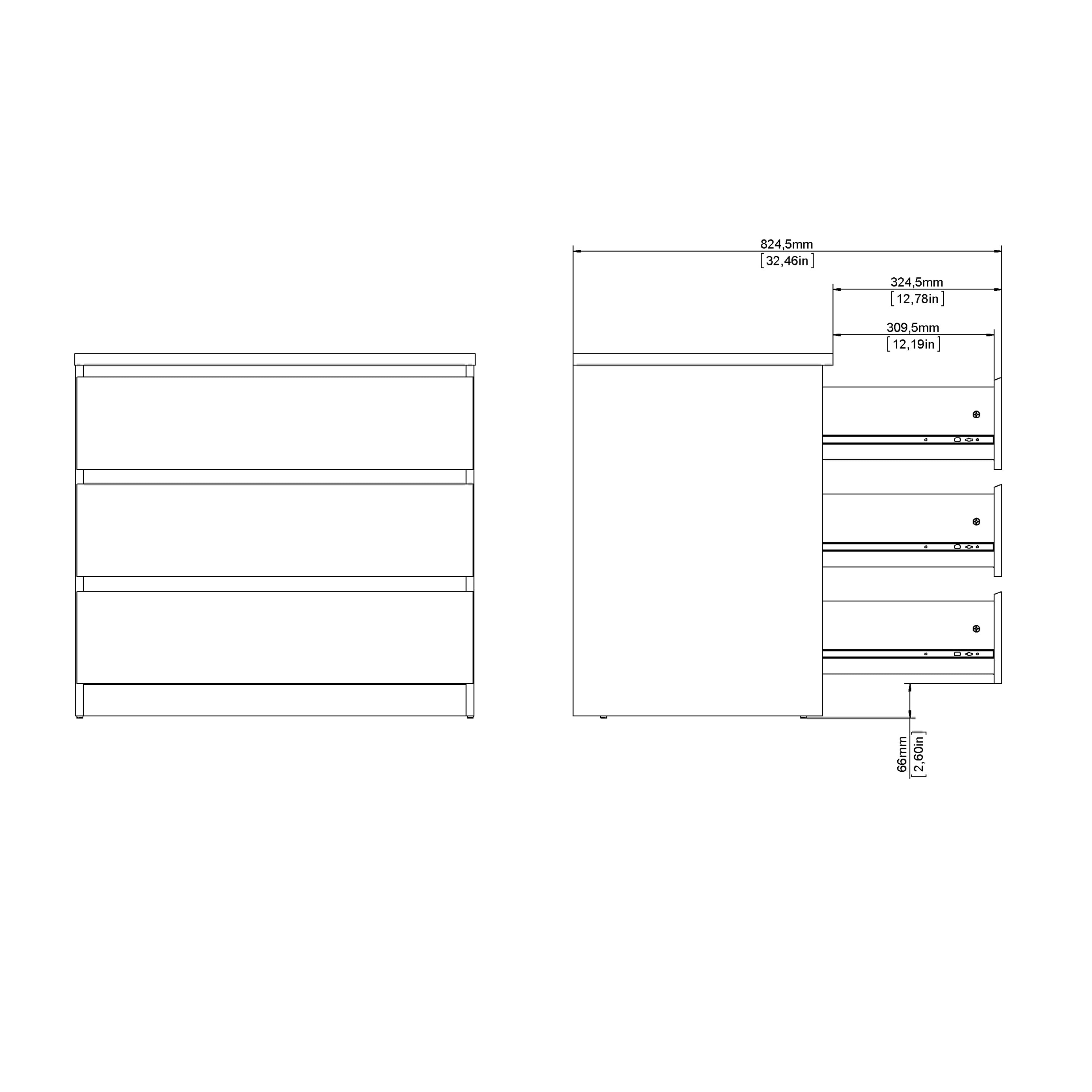 Naia Chest of 3 Drawers in Black Matt – FTG, view 10