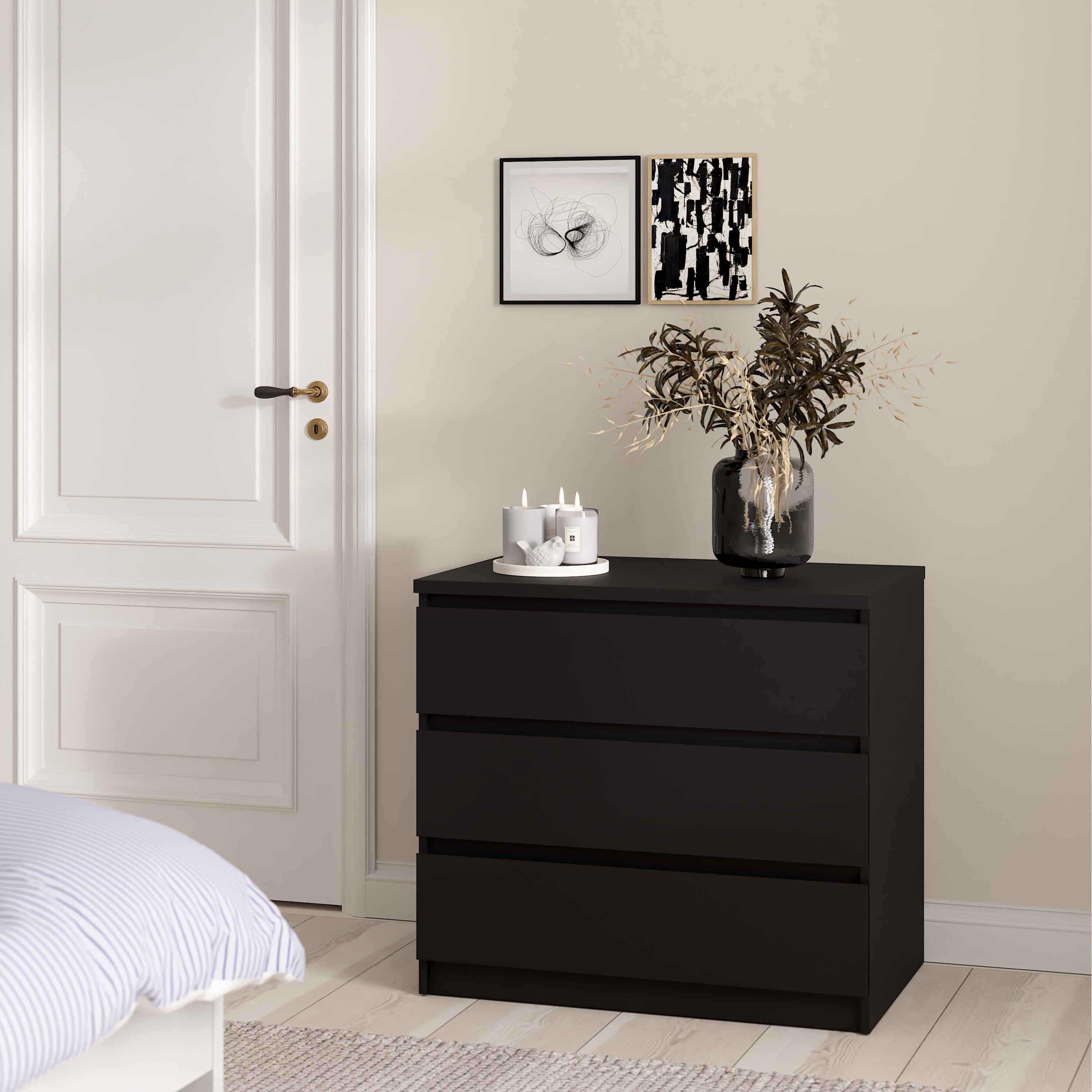 Naia Chest of 3 Drawers in Black Matt – FTG, view 5