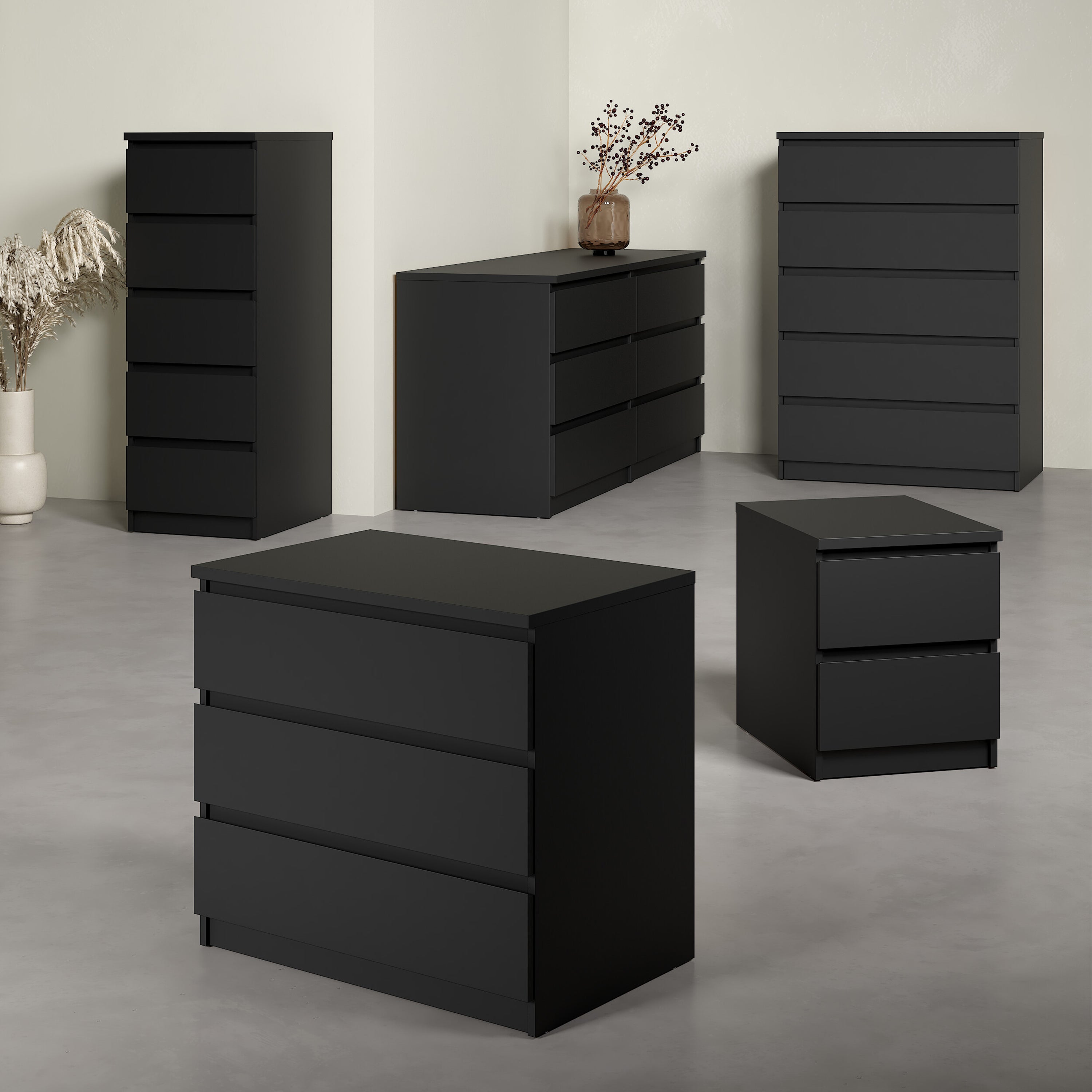 Naia Chest of 3 Drawers in Black Matt – FTG, view 6