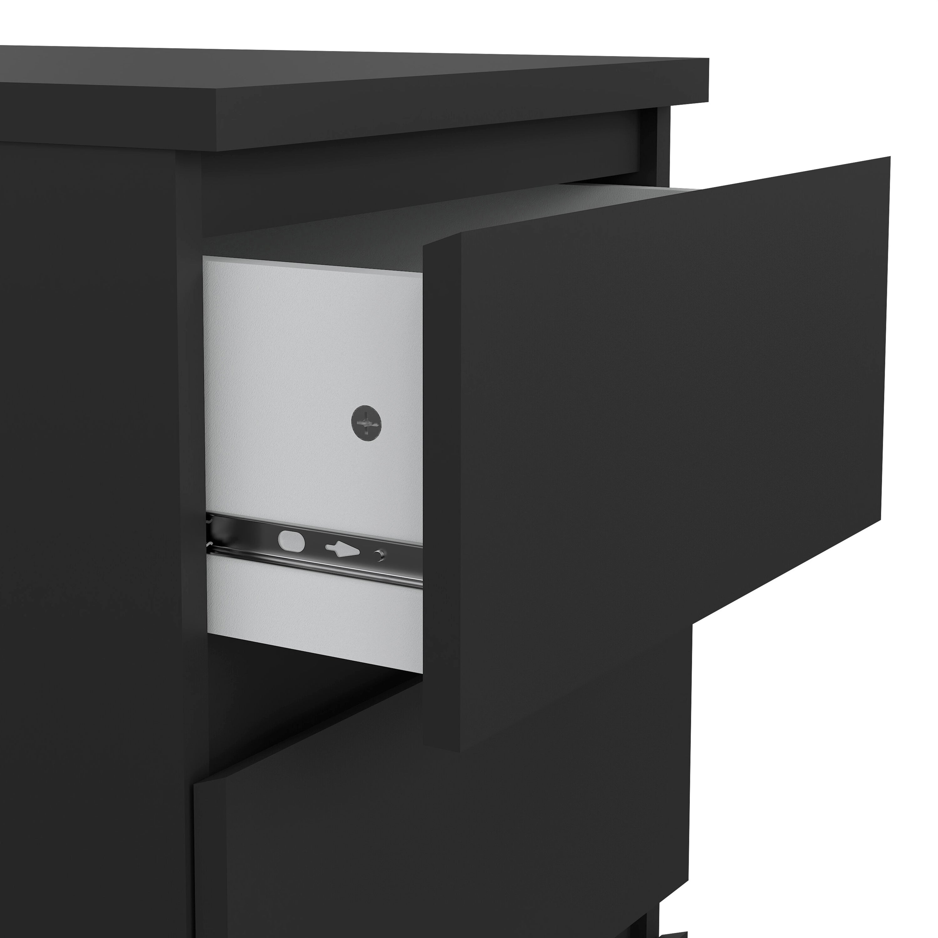 Naia Bedside 3 Drawers in Black Matt – FTG, view 6