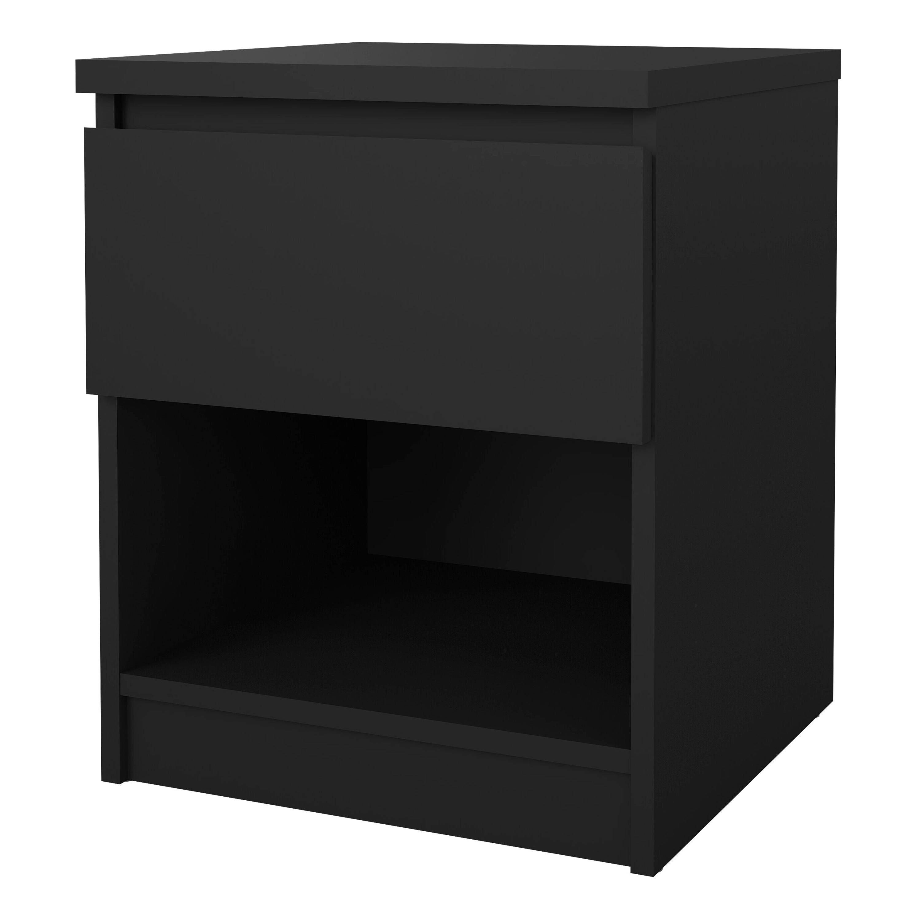 Naia Bedside 1 Drawer 1 Shelf in Black Matt – FTG, view 3