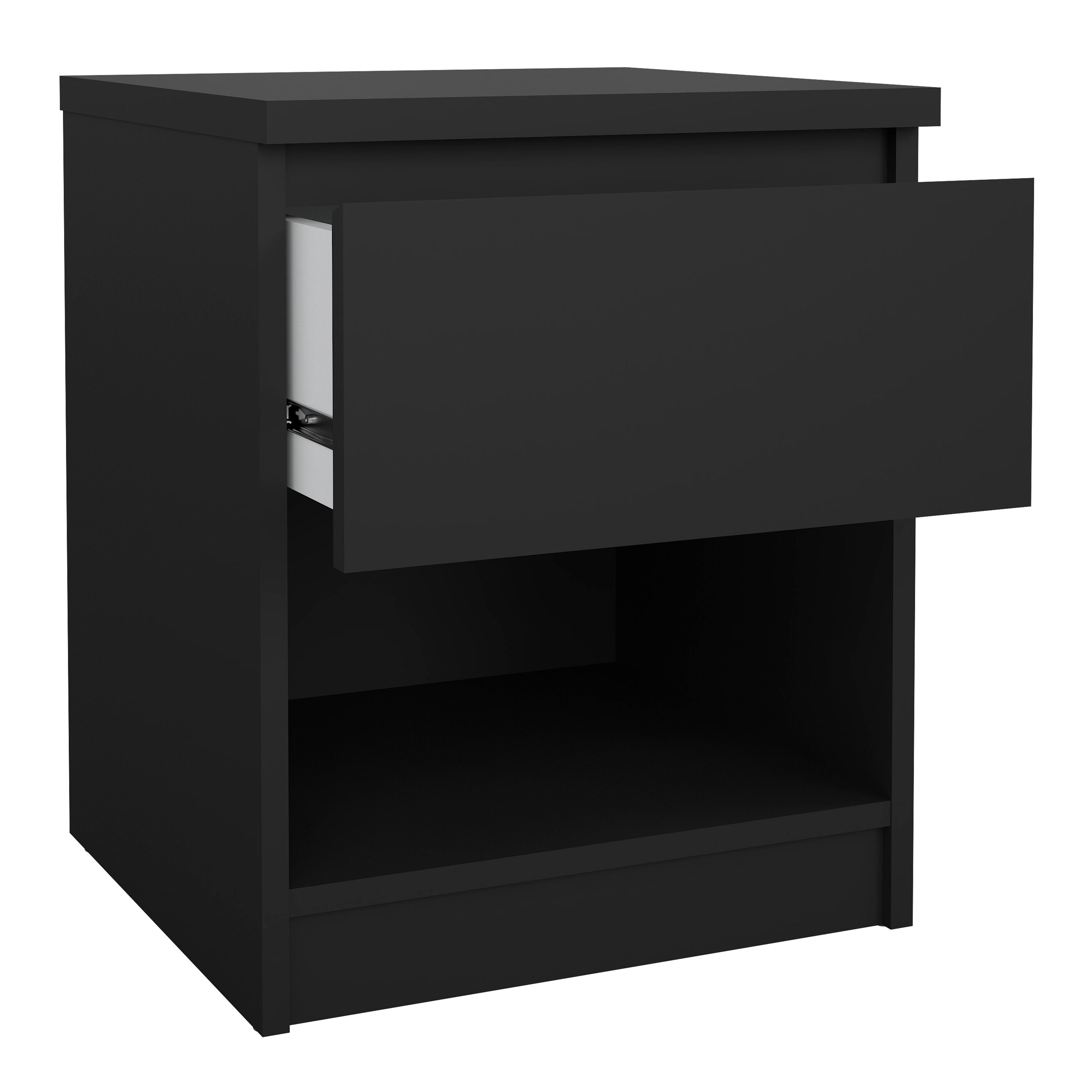 Naia Bedside 1 Drawer 1 Shelf in Black Matt – FTG, view 4