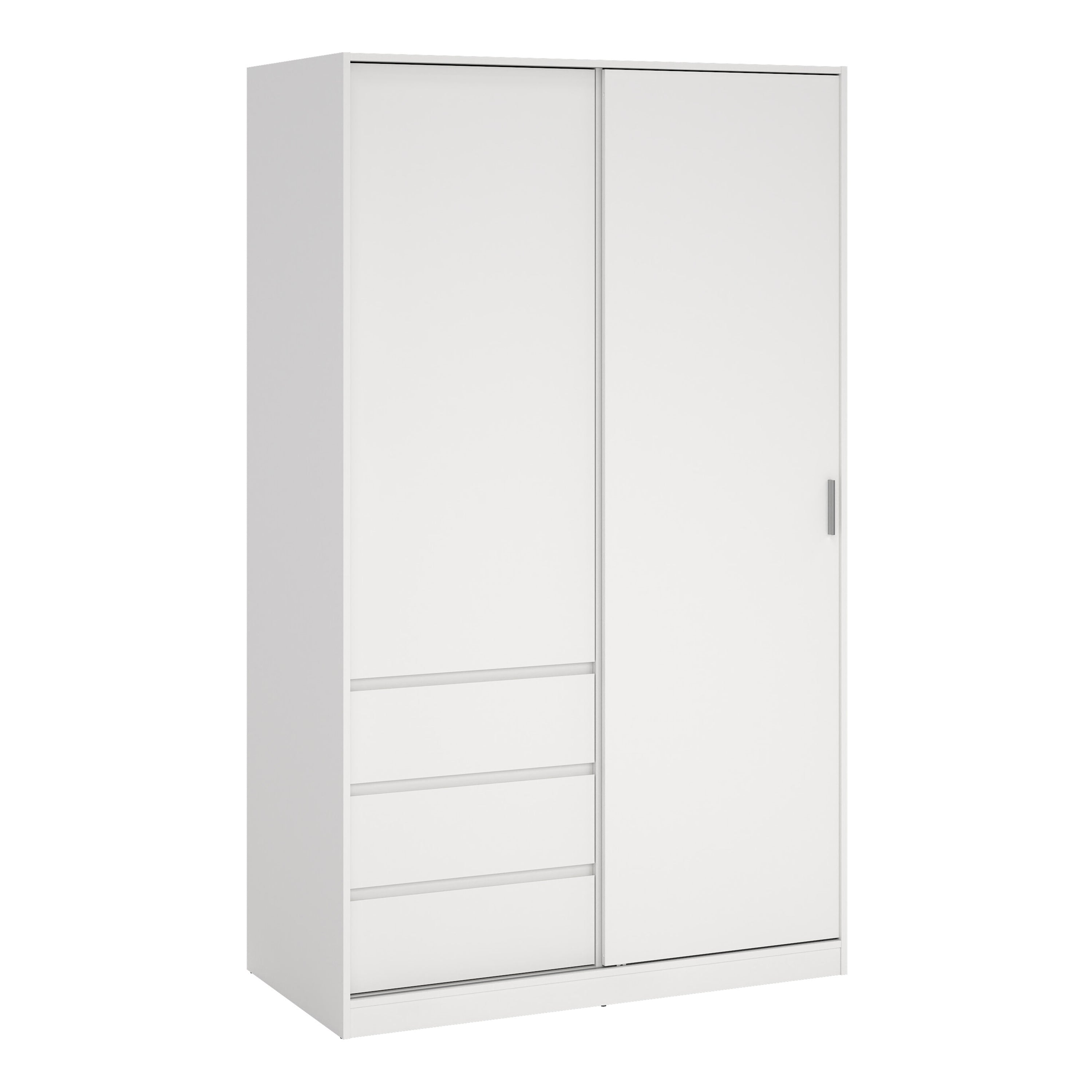 Naia Wardrobe with 1 Sliding Door and 1 Door + 3 Drawers in White – FTG, view 9