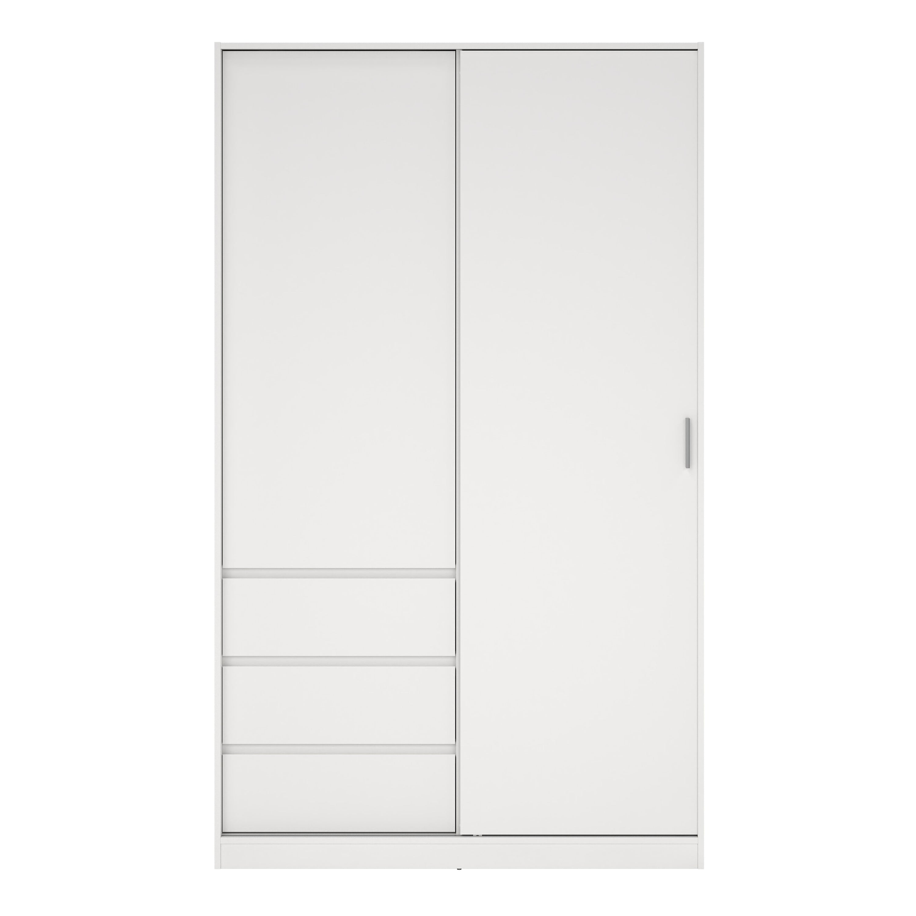 Naia Wardrobe with 1 Sliding Door and 1 Door + 3 Drawers in White – FTG, view 10