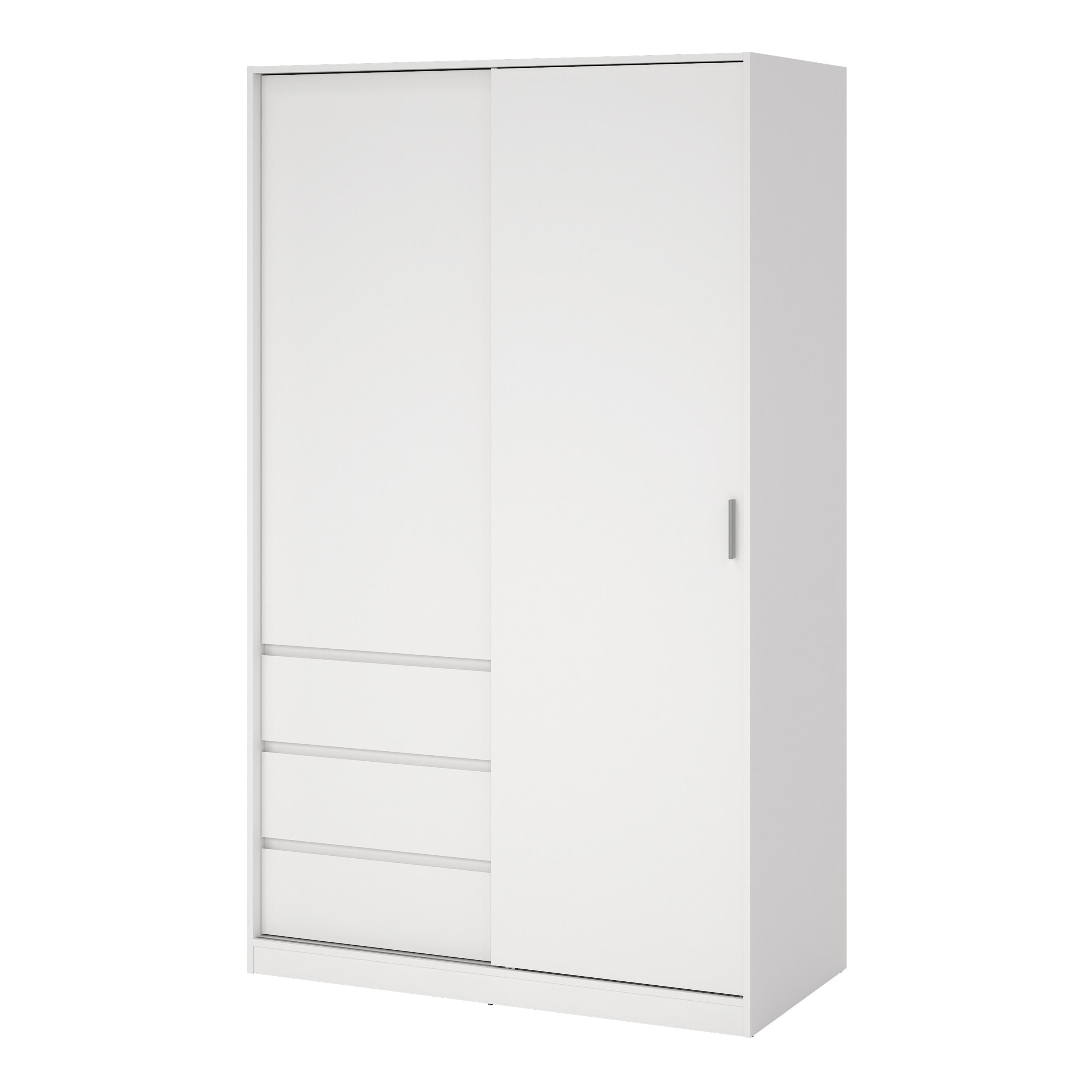 Naia Wardrobe with 1 Sliding Door and 1 Door + 3 Drawers in White – FTG, view 11
