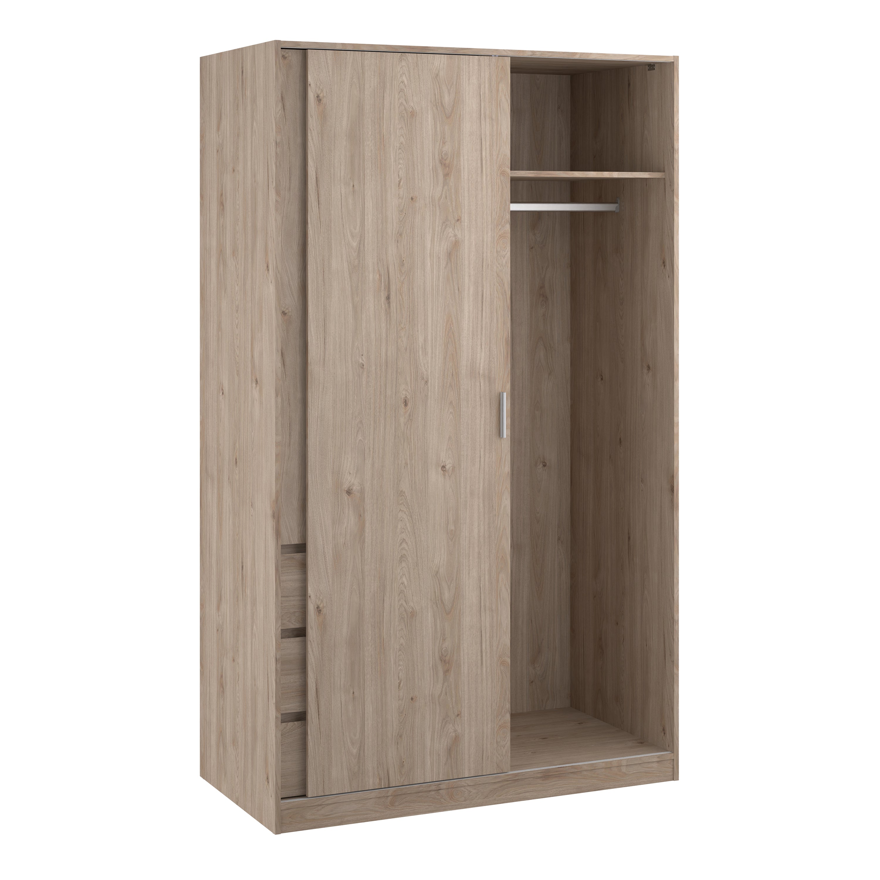 Naia Wardrobe with 1 Sliding Door 1 Door 3 Drawers in Jackson Hickory Oak – FTG, view 5
