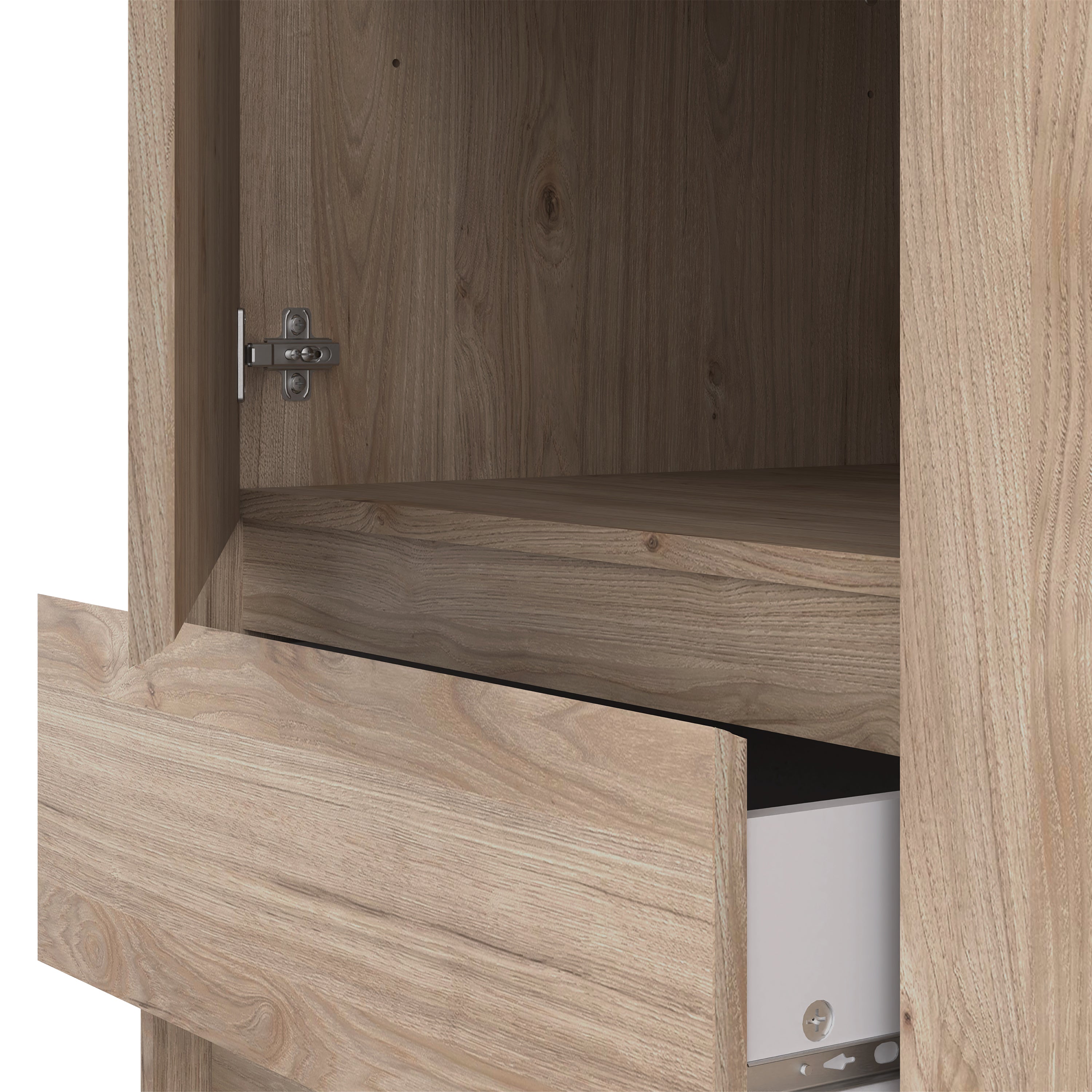 Naia Wardrobe with 1 Sliding Door 1 Door 3 Drawers in Jackson Hickory Oak – FTG, view 8