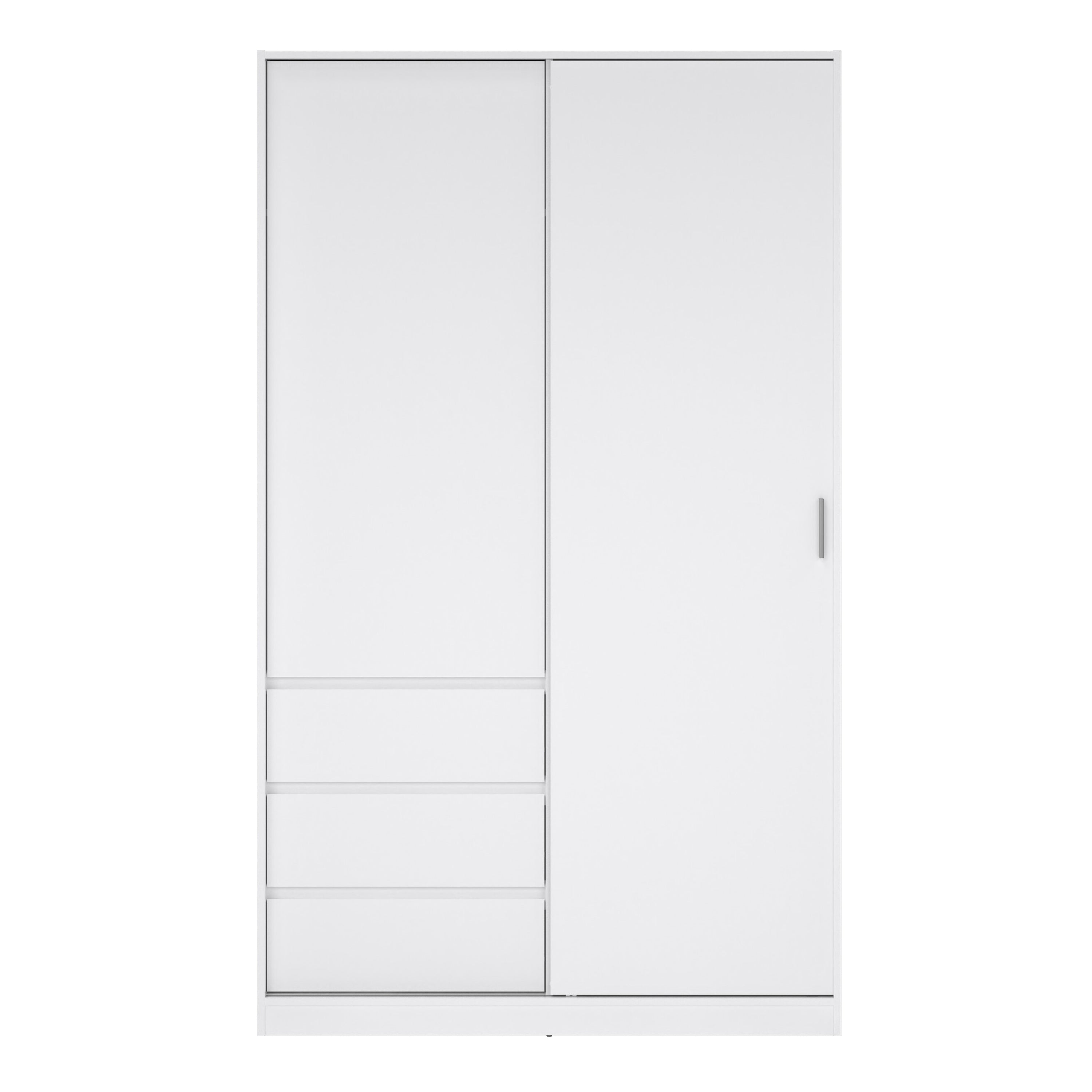 Naia Wardrobe with 1 Sliding Door 1 Door 3 Drawers in White High Gloss – FTG, view 3