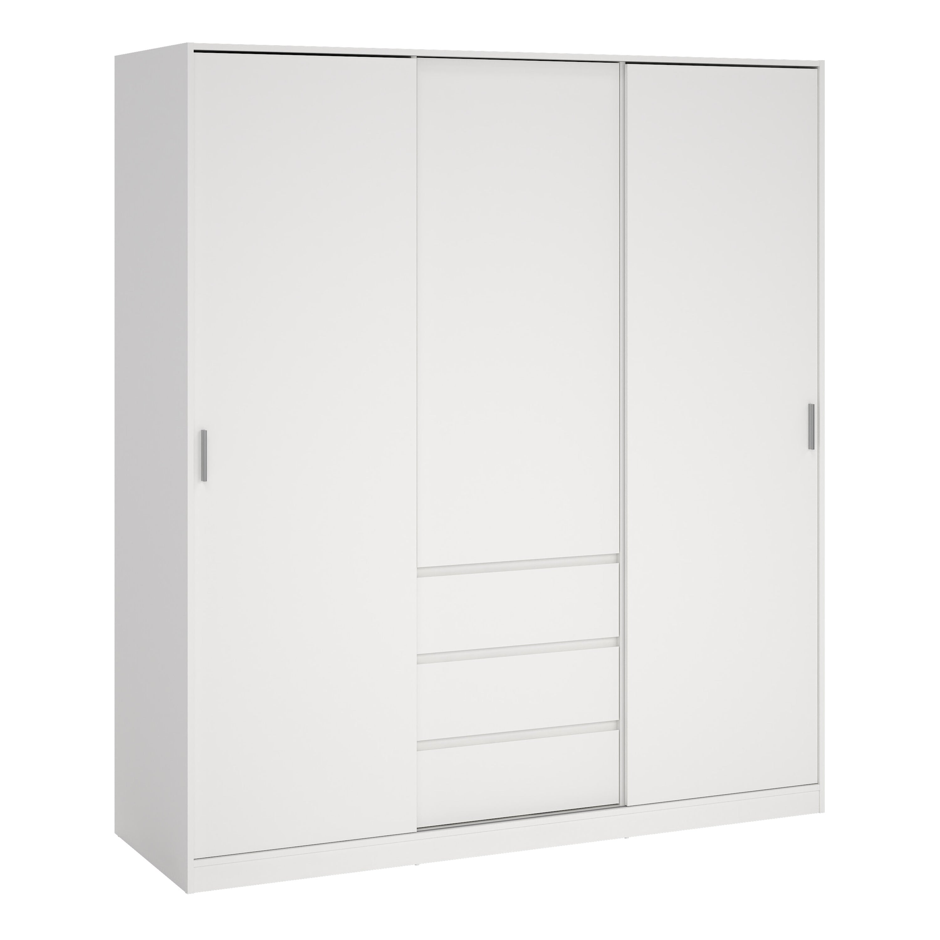 Naia Wardrobe with 2 Sliding Doors + 1 Door + 3 Drawers in White – FTG