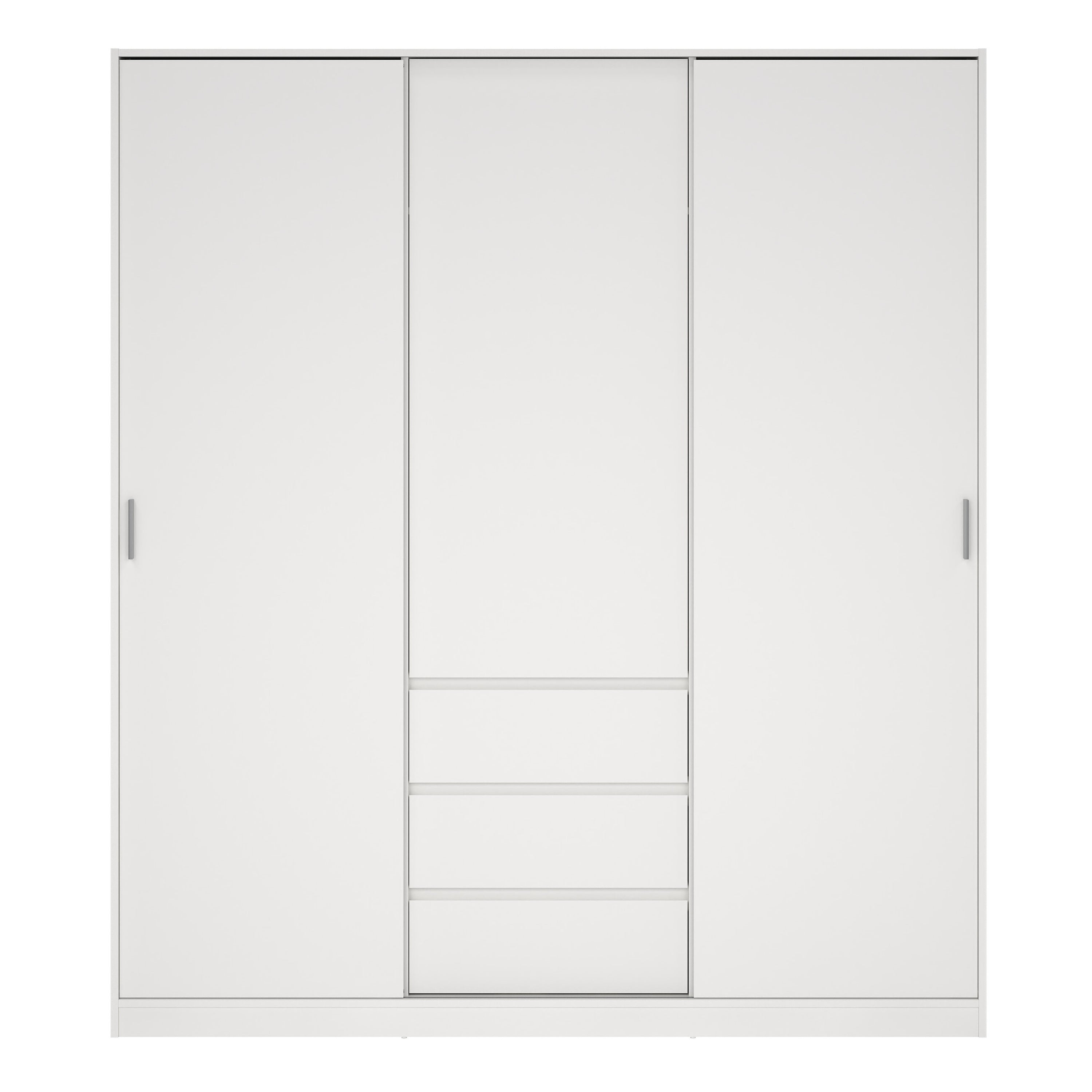 Naia Wardrobe with 2 Sliding Doors + 1 Door + 3 Drawers in White – FTG, view 2