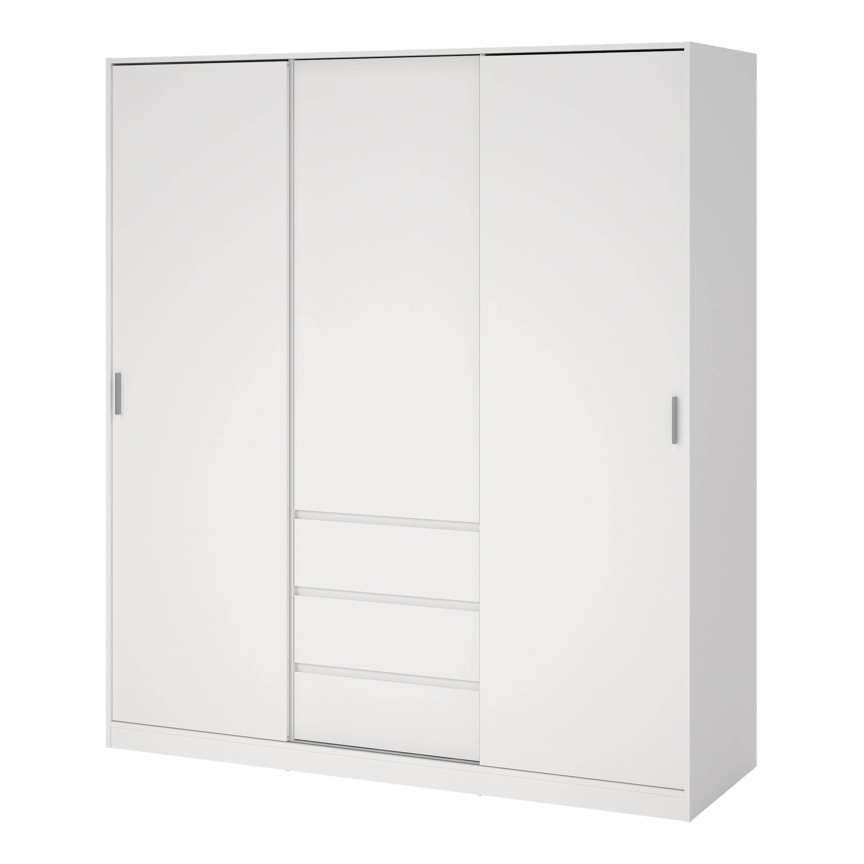 Naia Wardrobe with 2 Sliding Doors + 1 Door + 3 Drawers in White – FTG, view 3