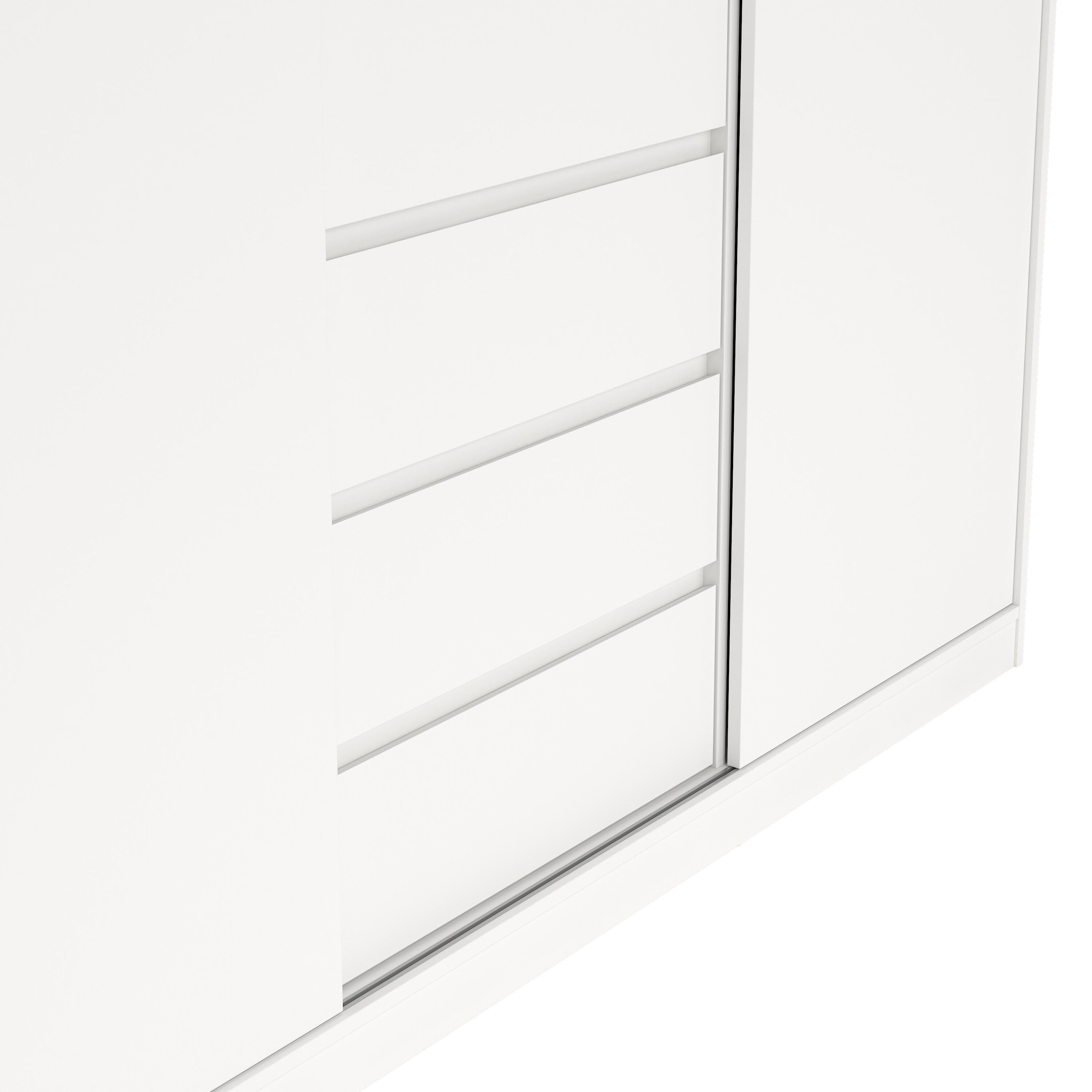 Naia Wardrobe with 2 Sliding Doors + 1 Door + 3 Drawers in White – FTG, view 8