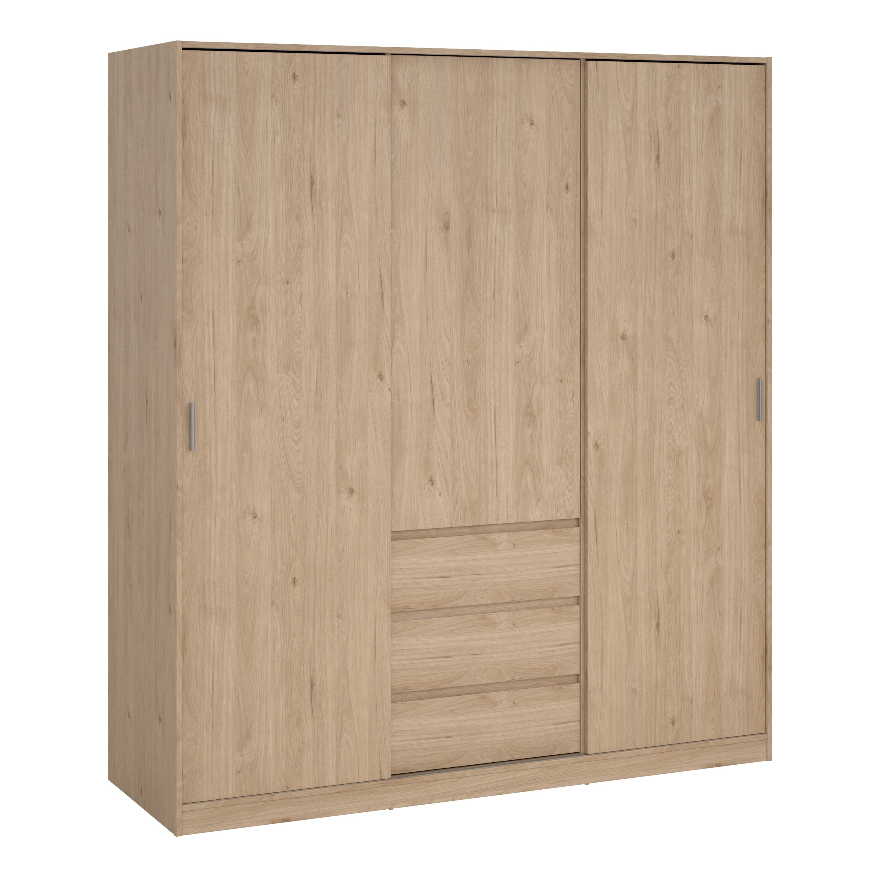Naia Wardrobe with 2 Sliding Doors 1 Door 3 Drawers in Jackson Hickory Oak – FTG