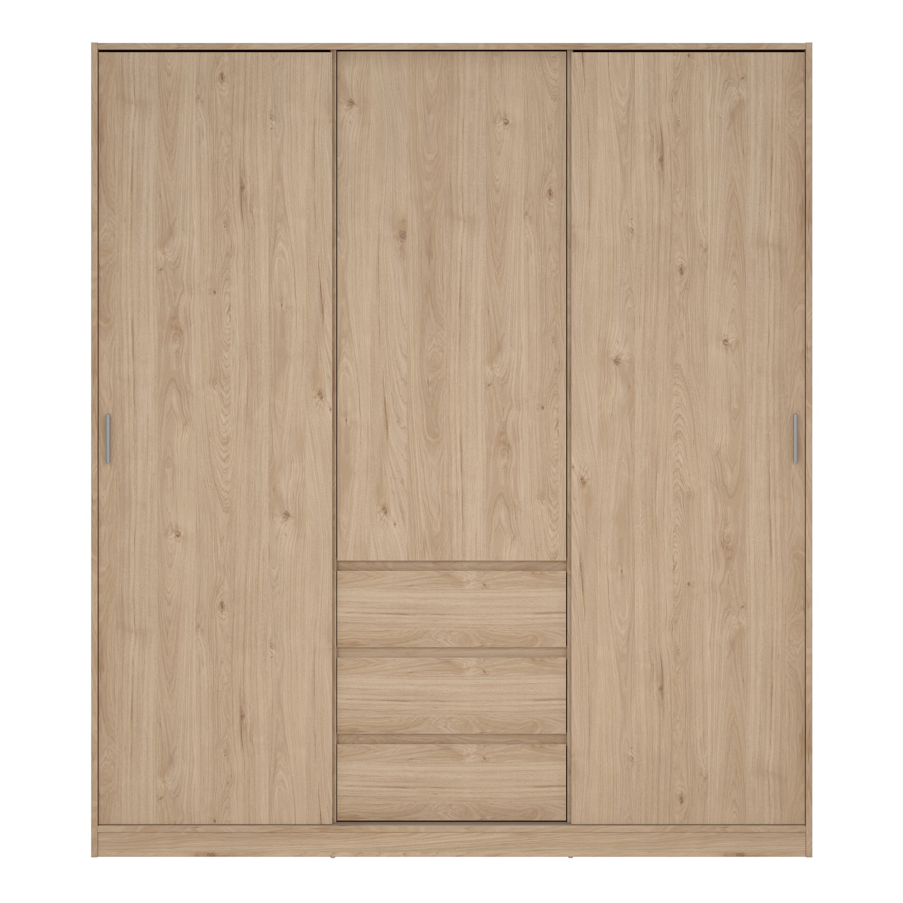 Naia Wardrobe with 2 Sliding Doors 1 Door 3 Drawers in Jackson Hickory Oak – FTG, view 2