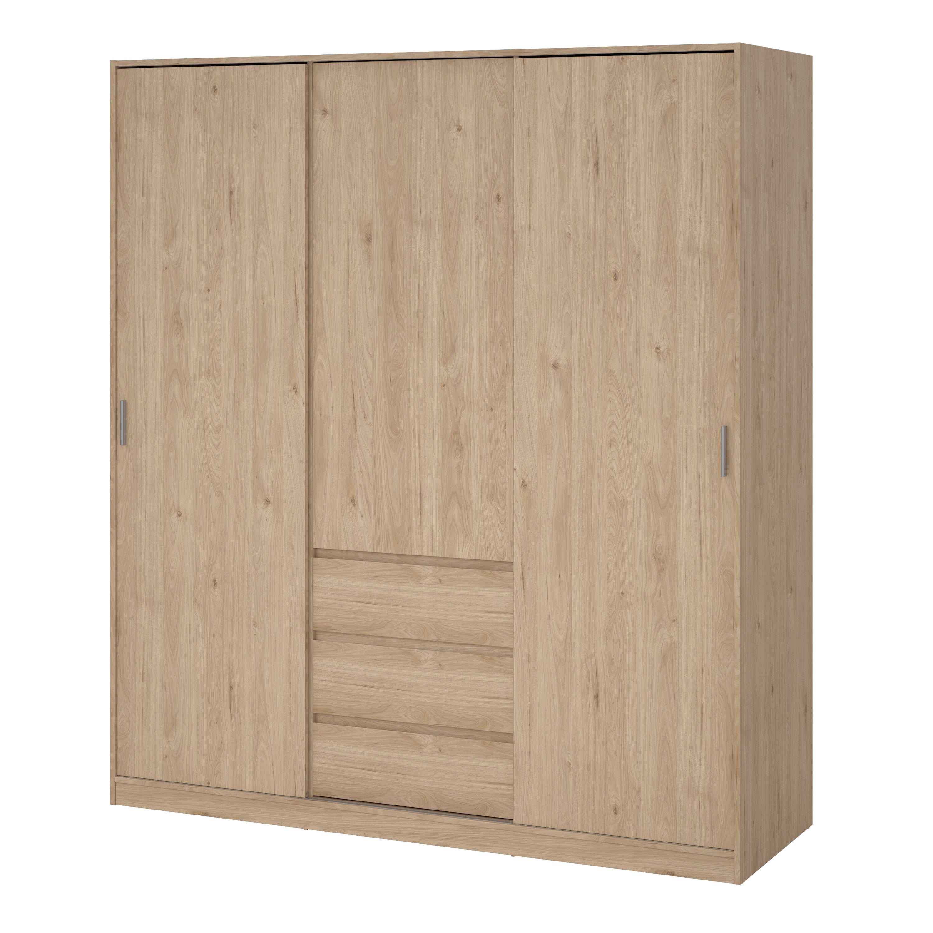 Naia Wardrobe with 2 Sliding Doors 1 Door 3 Drawers in Jackson Hickory Oak – FTG, view 3