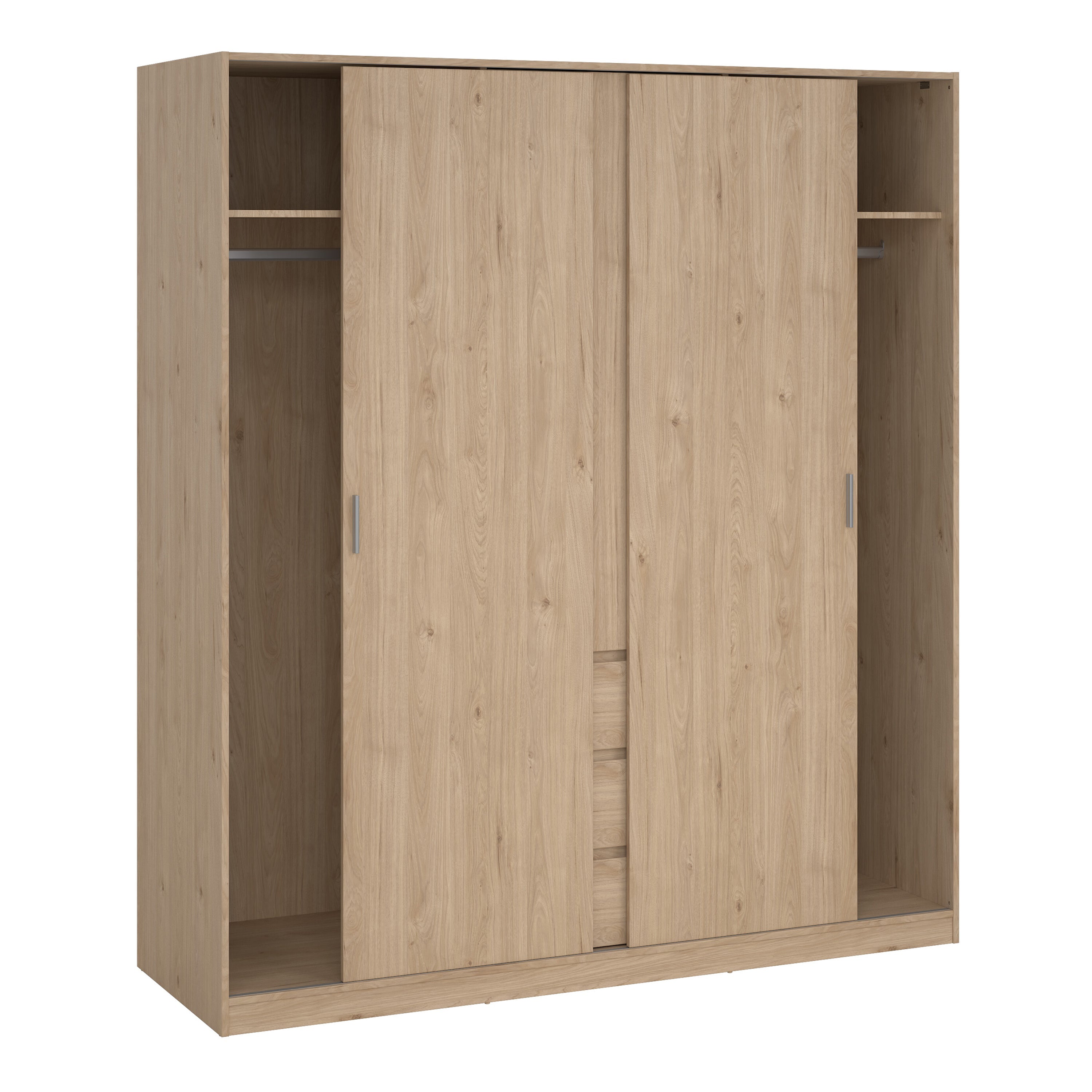 Naia Wardrobe with 2 Sliding Doors 1 Door 3 Drawers in Jackson Hickory Oak – FTG, view 4