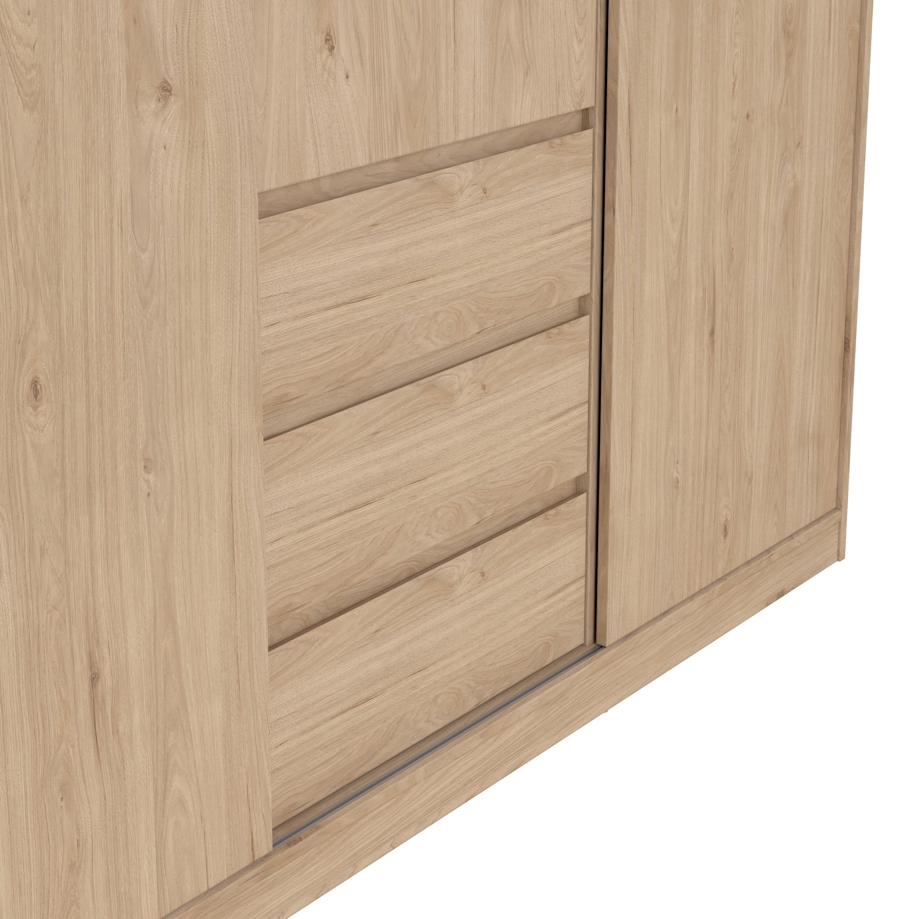 Naia Wardrobe with 2 Sliding Doors 1 Door 3 Drawers in Jackson Hickory Oak – FTG, view 9
