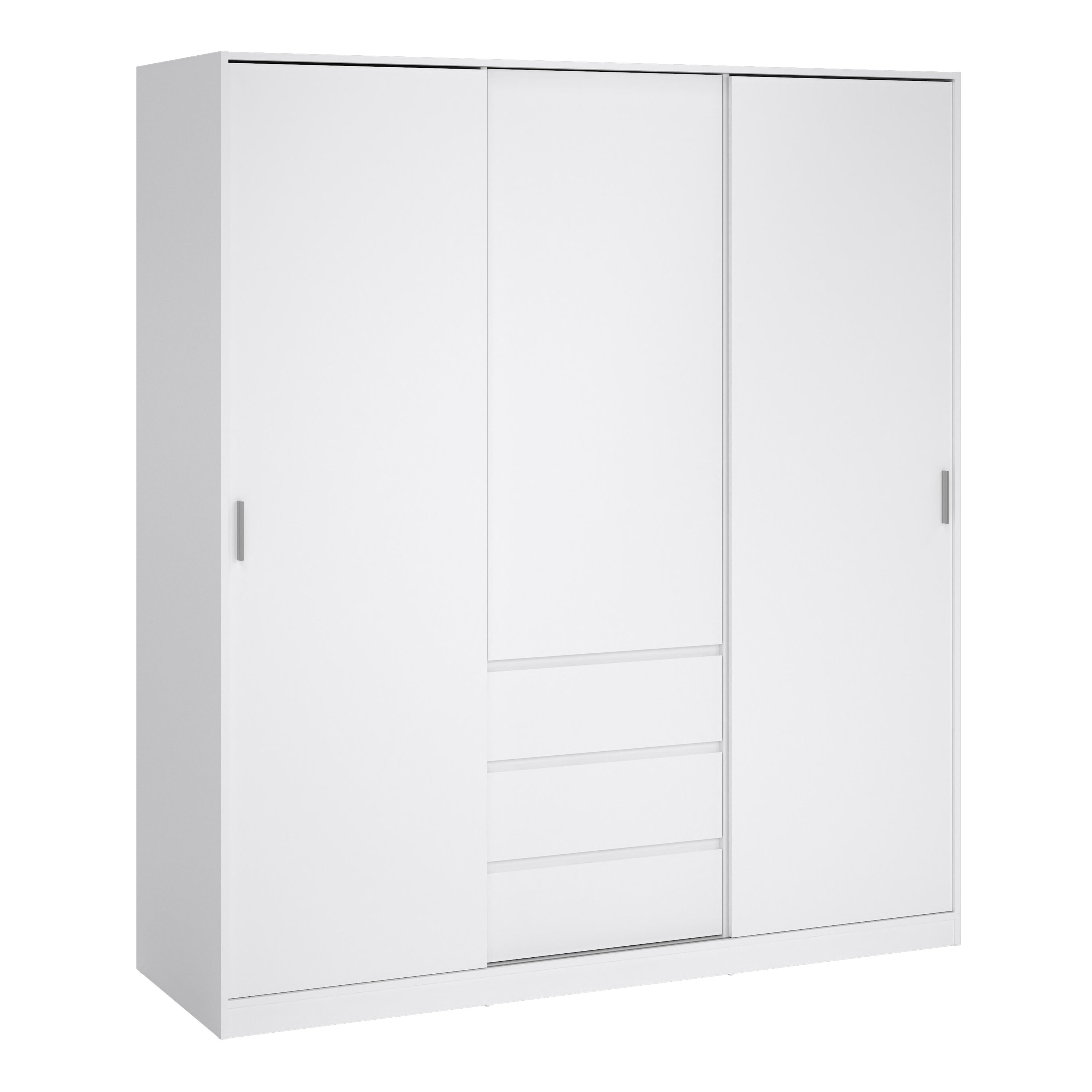 Naia Wardrobe with 2 Sliding Doors 1 Door 3 Drawers in White High Gloss – FTG