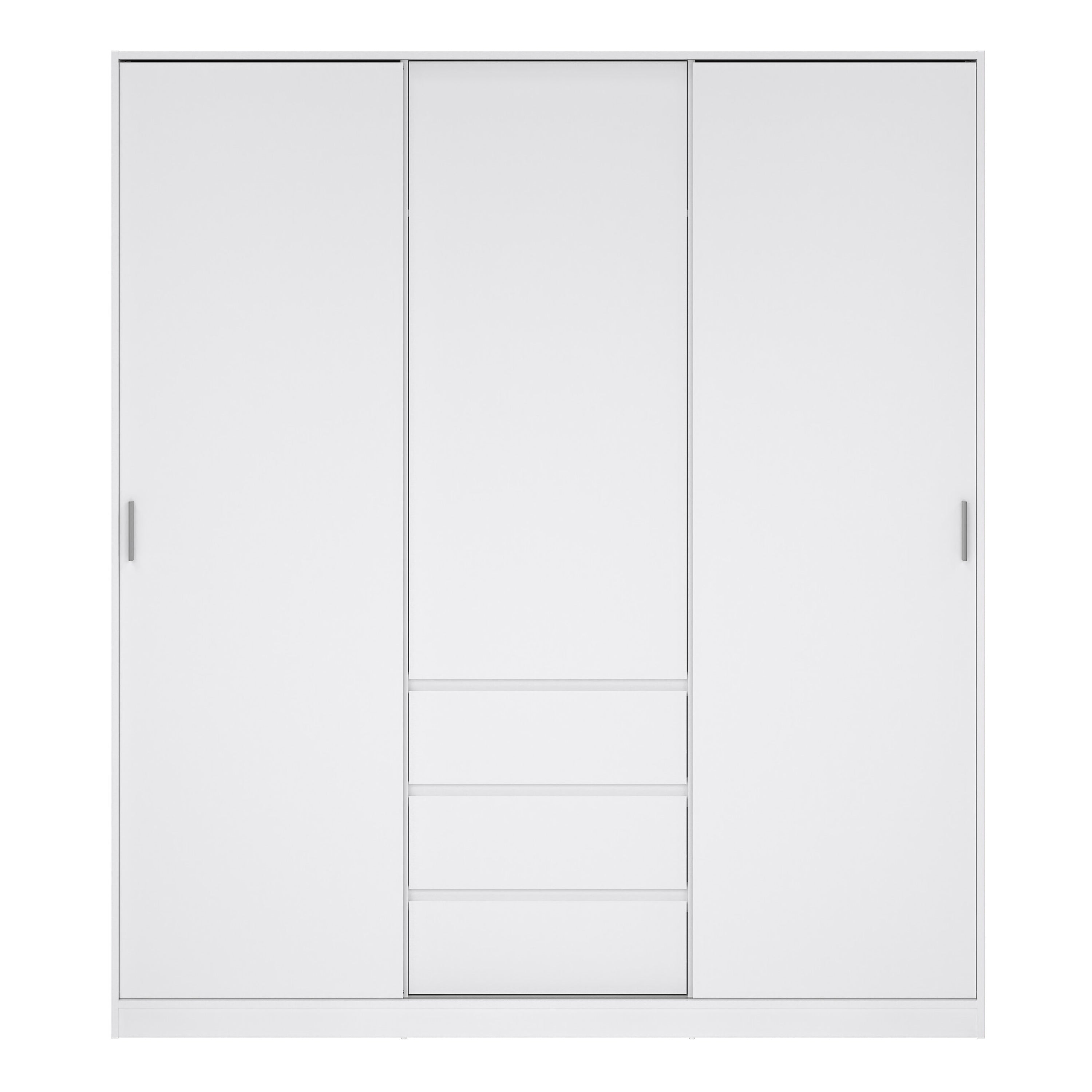 Naia Wardrobe with 2 Sliding Doors 1 Door 3 Drawers in White High Gloss – FTG, view 2
