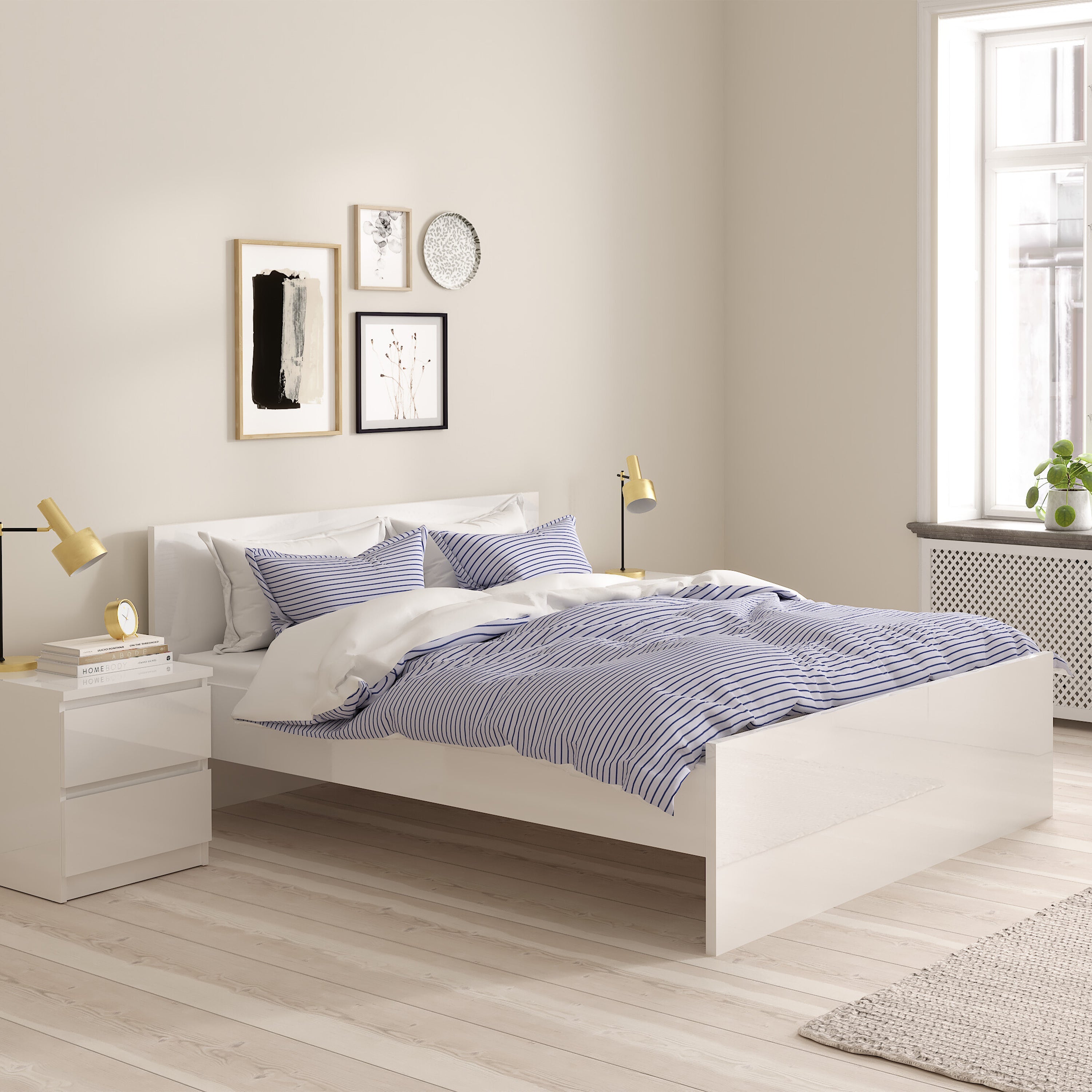 Naia Double Bed 4ft6 (140 x 190) in White High Gloss – FTG, view 8