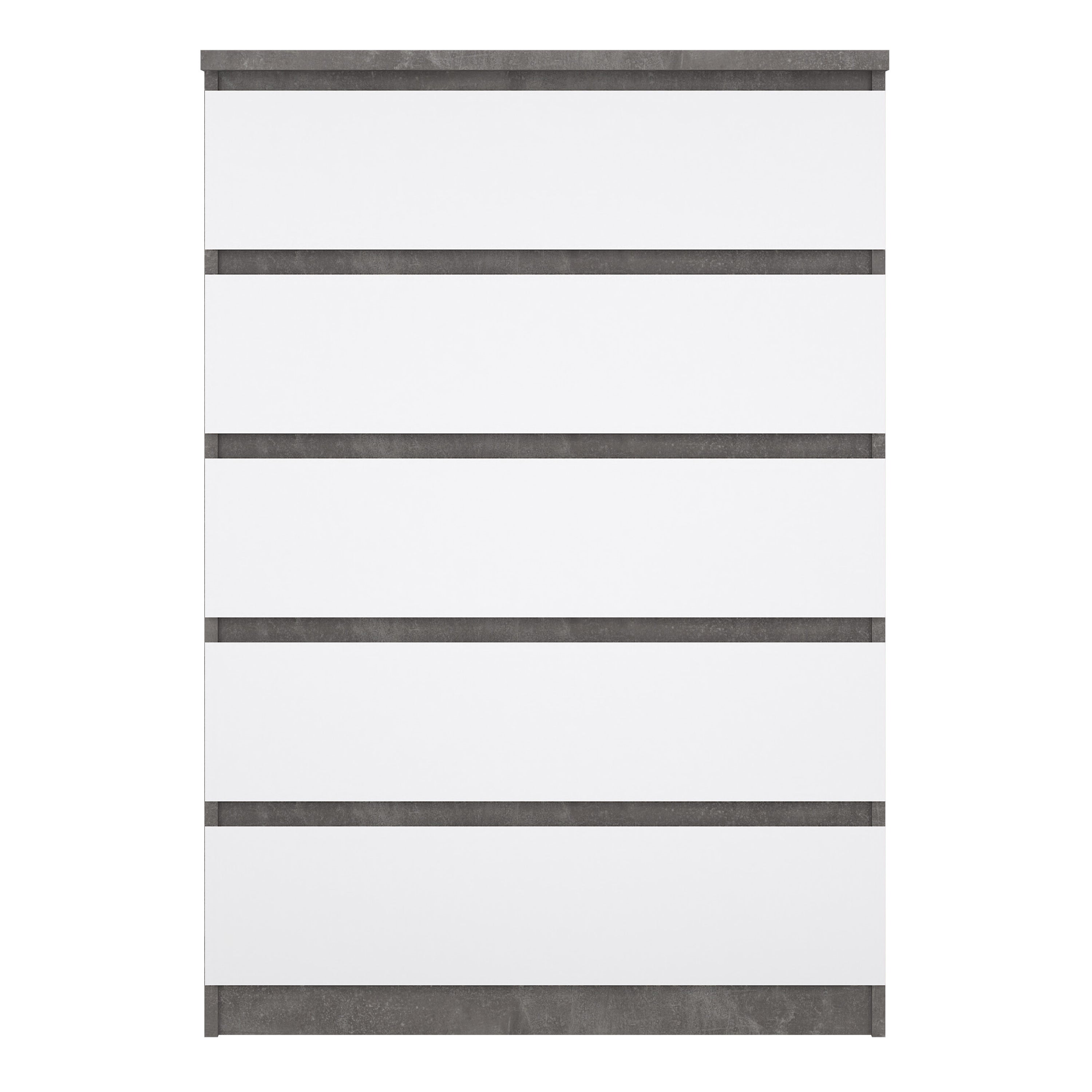 Naia Chest of 5 Drawers in Concrete and White High Gloss – FTG, view 2