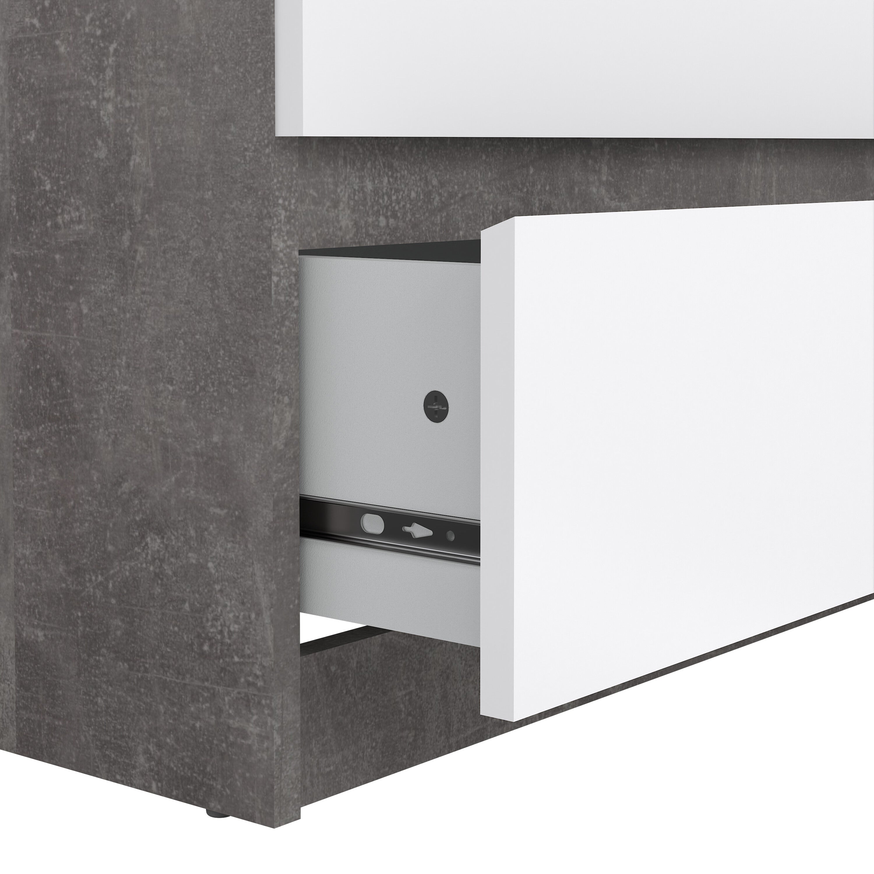 Naia Wide Chest of 6 Drawers (3+3) in Concrete and White High Gloss – FTG, view 7