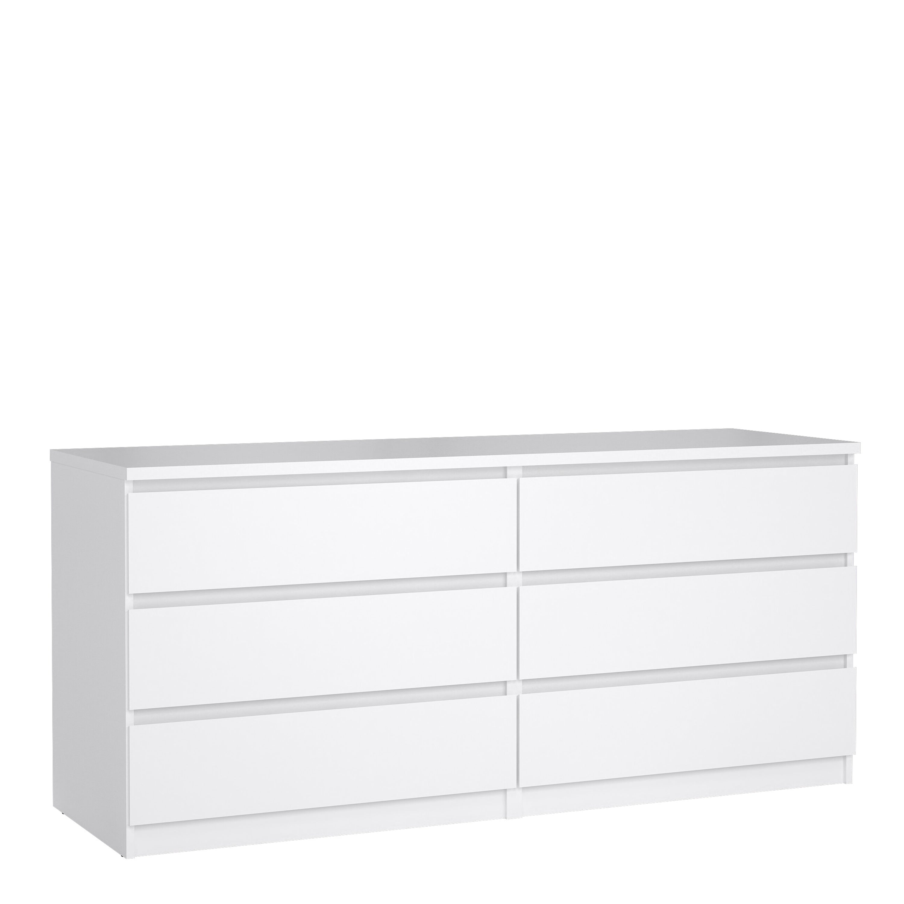 Naia Wide Chest of 6 Drawers (3+3) in White High Gloss – FTG