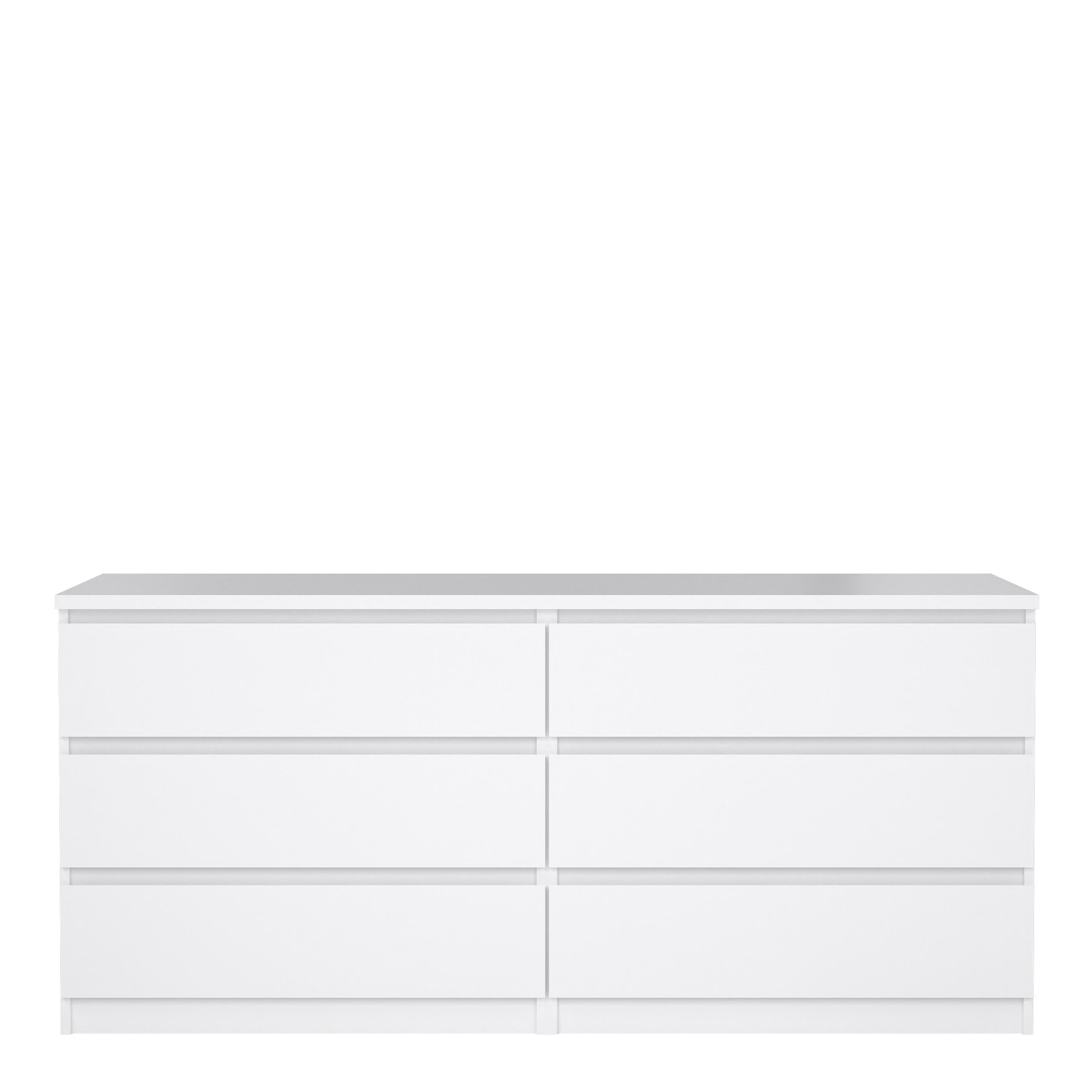 Naia Wide Chest of 6 Drawers (3+3) in White High Gloss – FTG, view 2