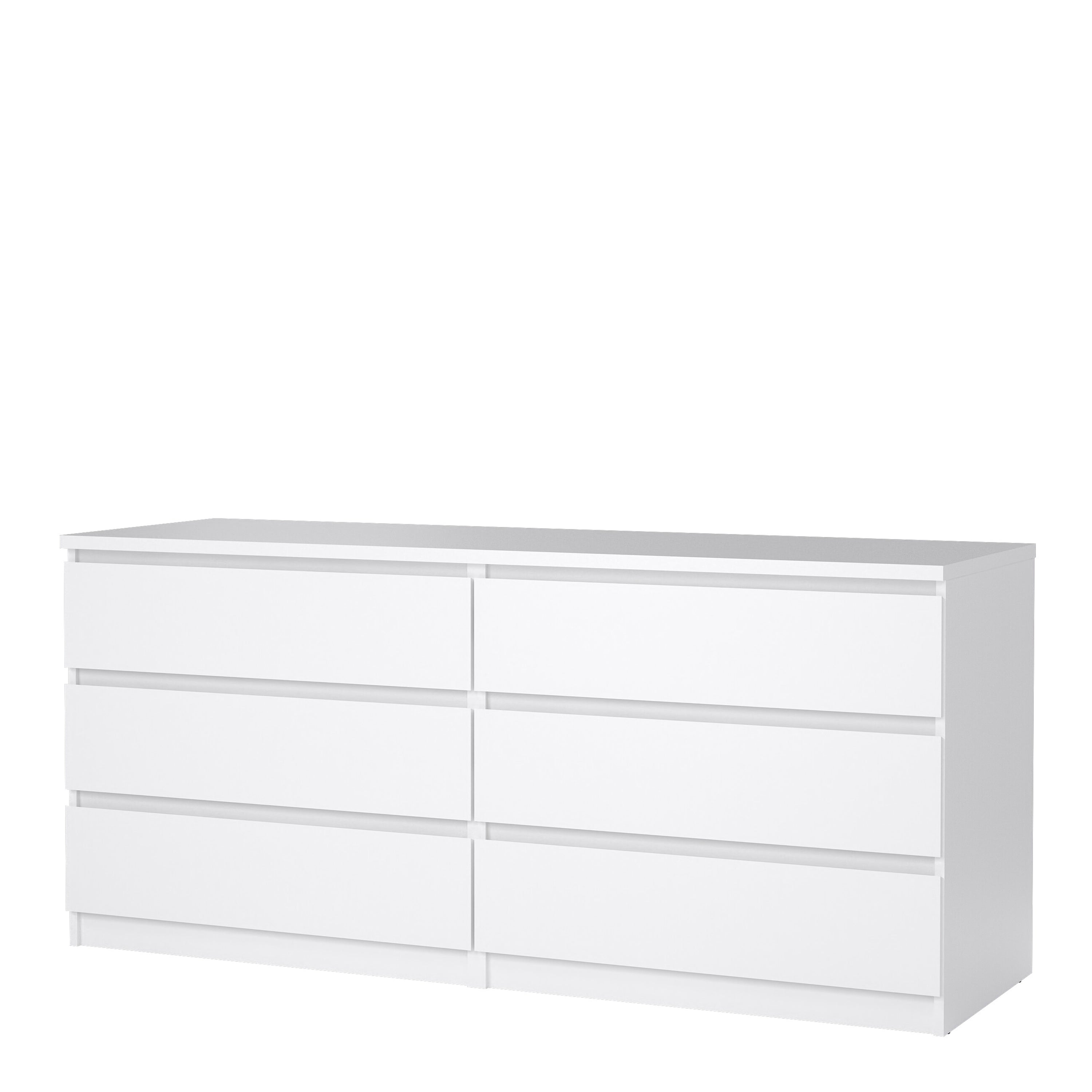 Naia Wide Chest of 6 Drawers (3+3) in White High Gloss – FTG, view 3