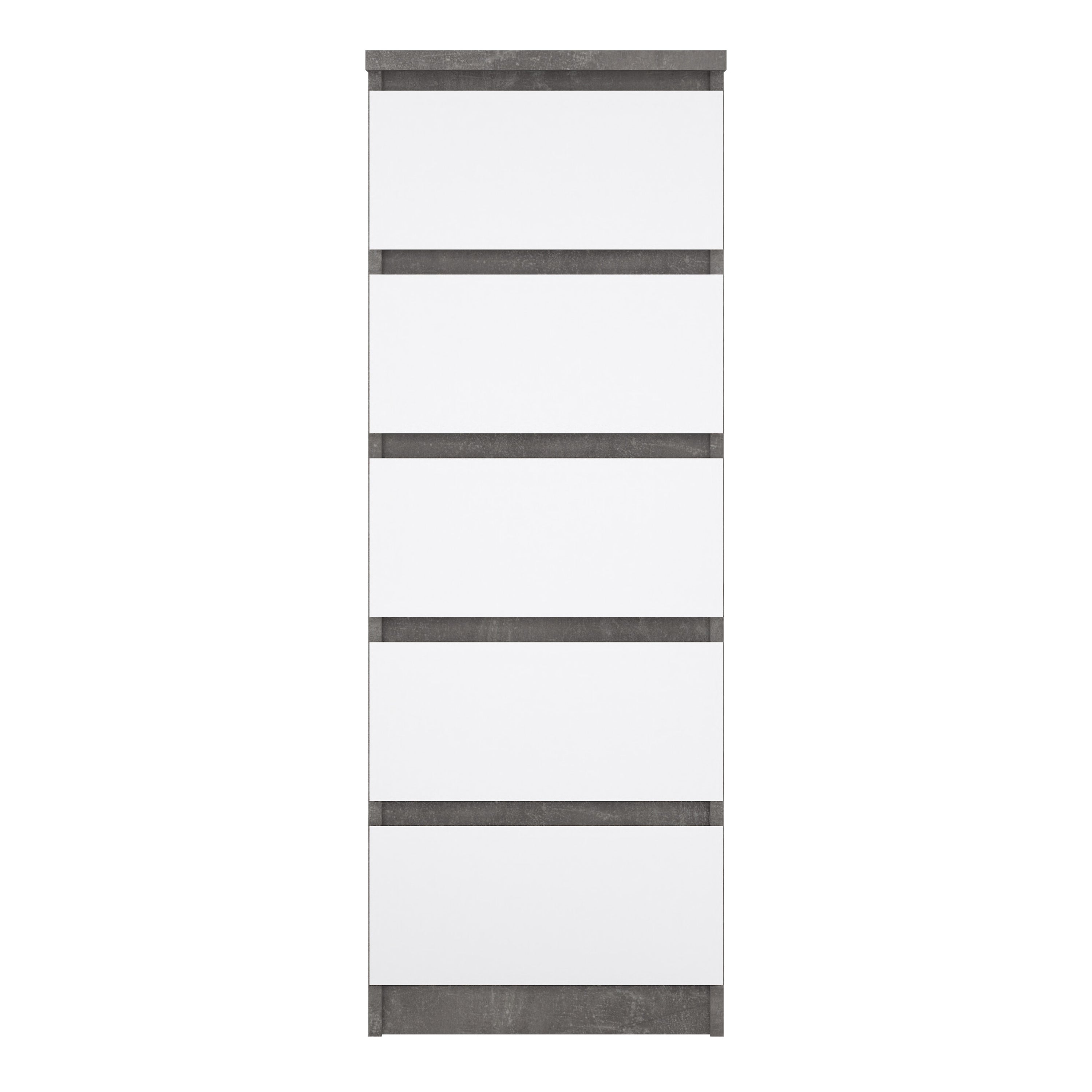 Naia Narrow Chest of 5 Drawers in Concrete and White High Gloss – FTG, view 2