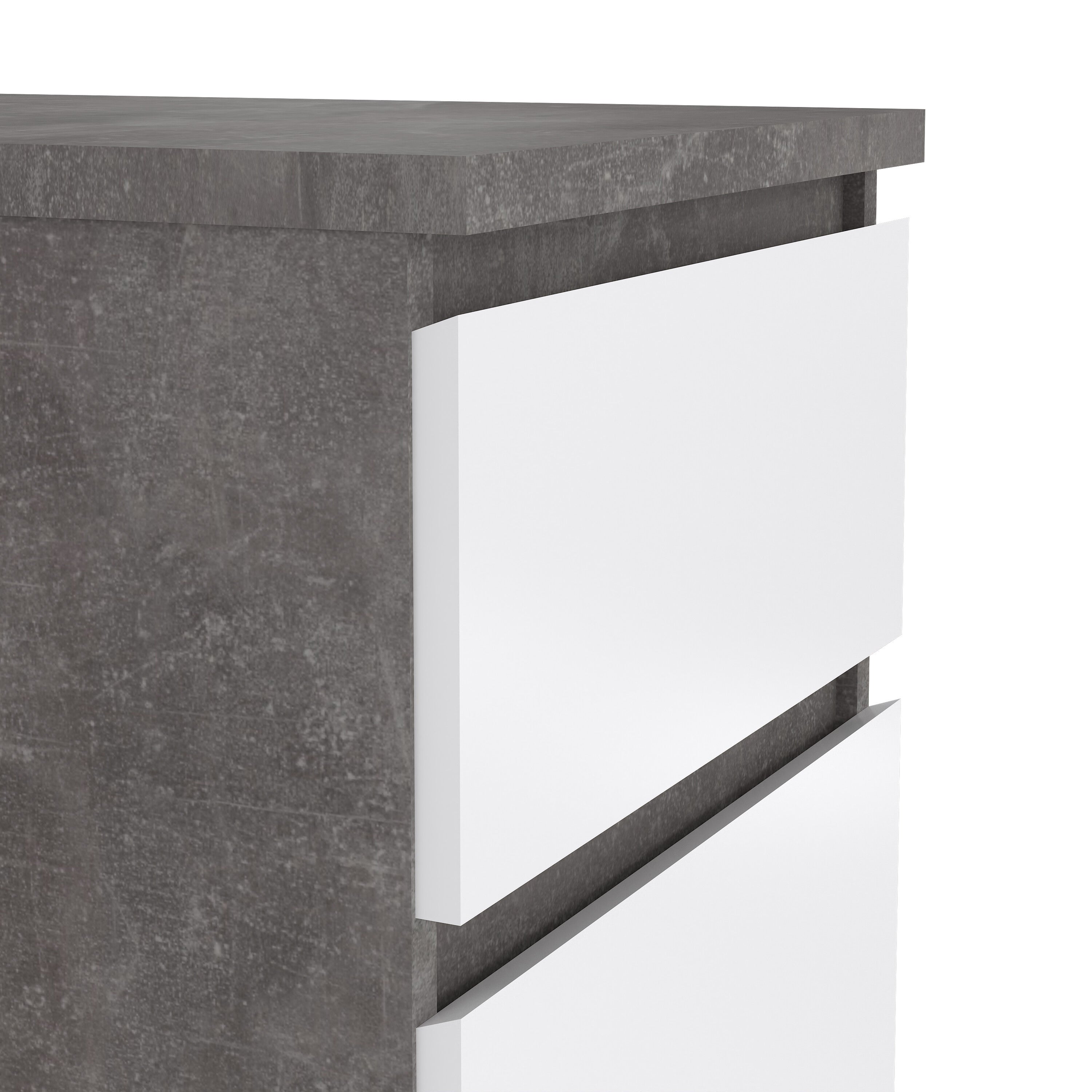 Naia Narrow Chest of 5 Drawers in Concrete and White High Gloss – FTG, view 6