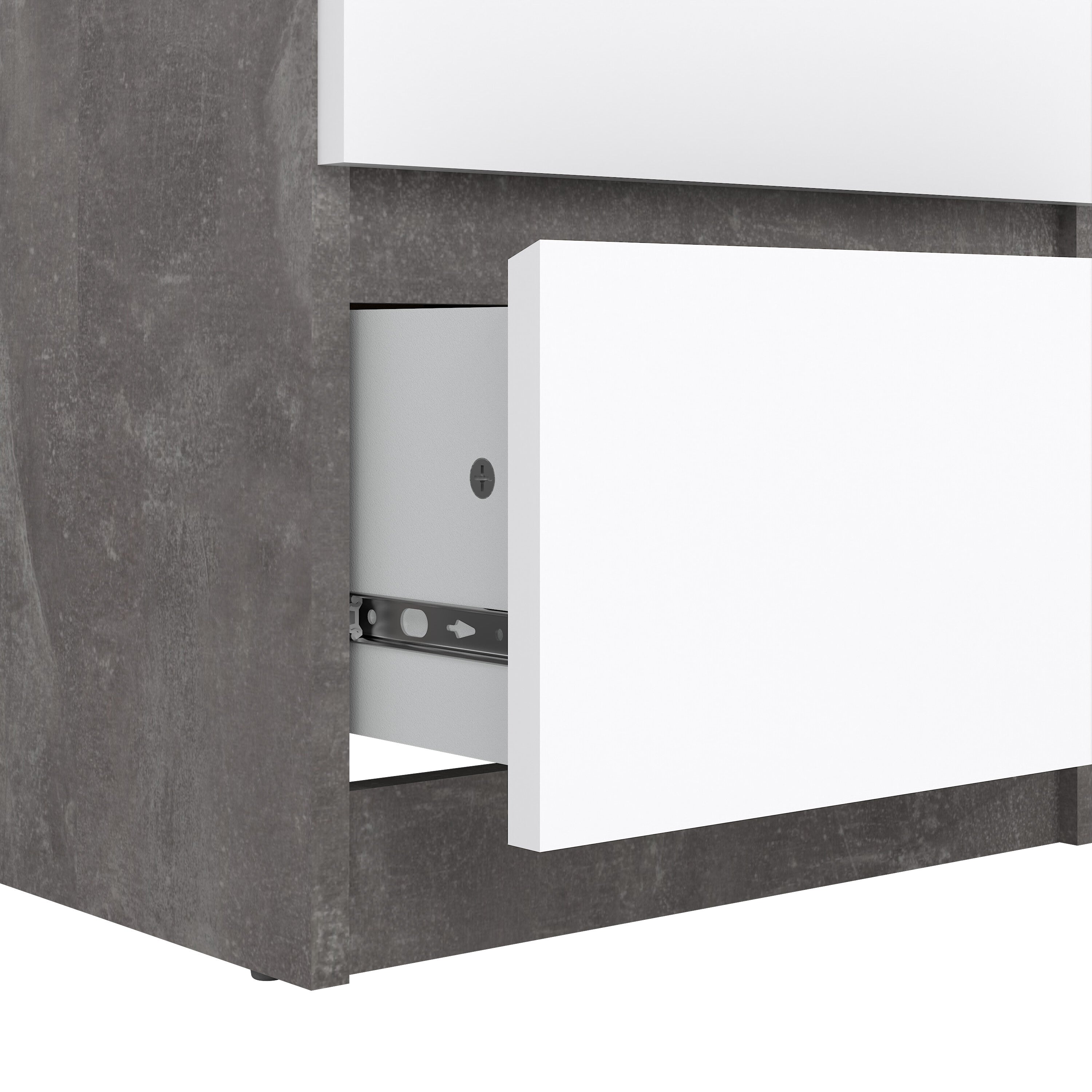 Naia Narrow Chest of 5 Drawers in Concrete and White High Gloss – FTG, view 7