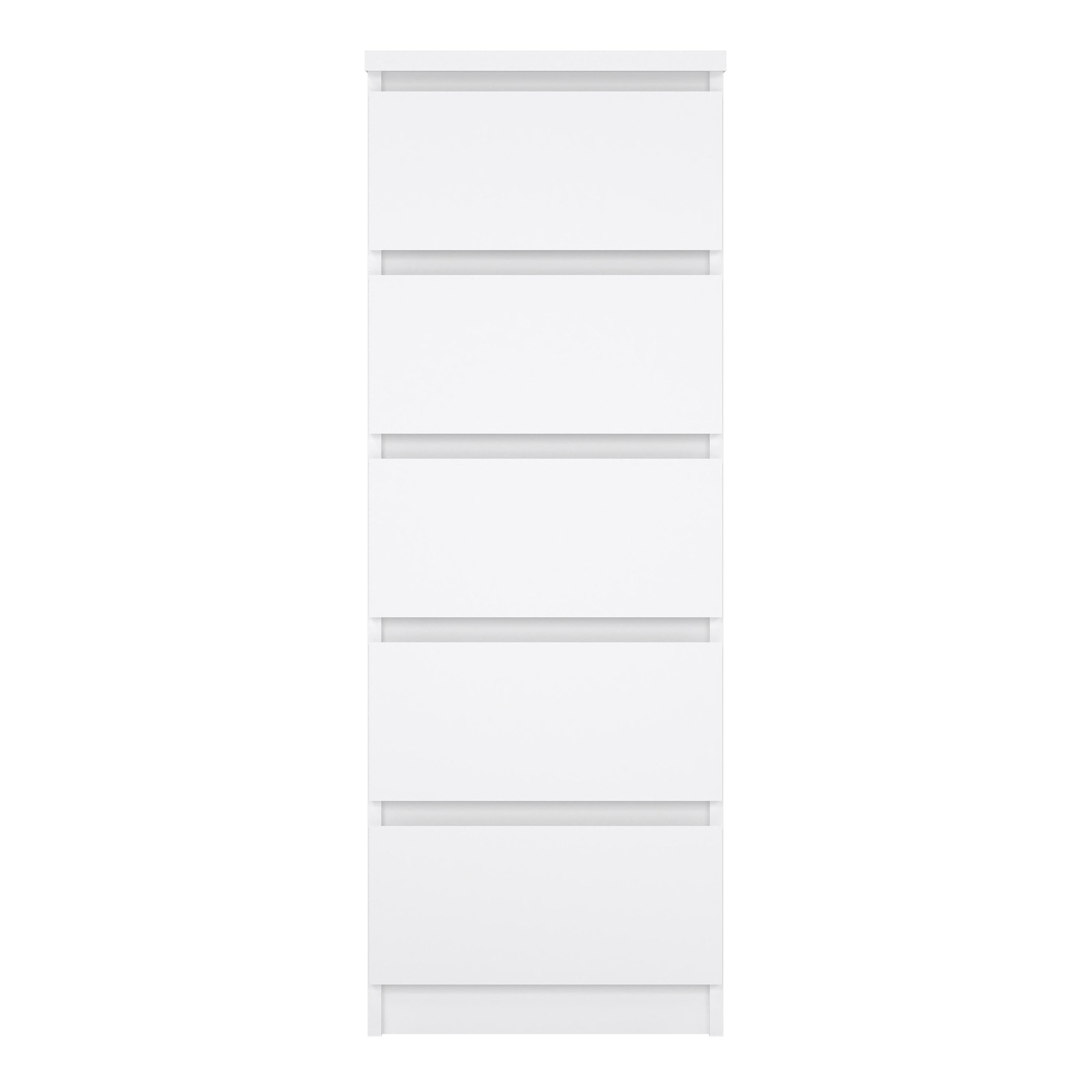 Naia Narrow Chest of 5 Drawers in White High Gloss – FTG, view 2