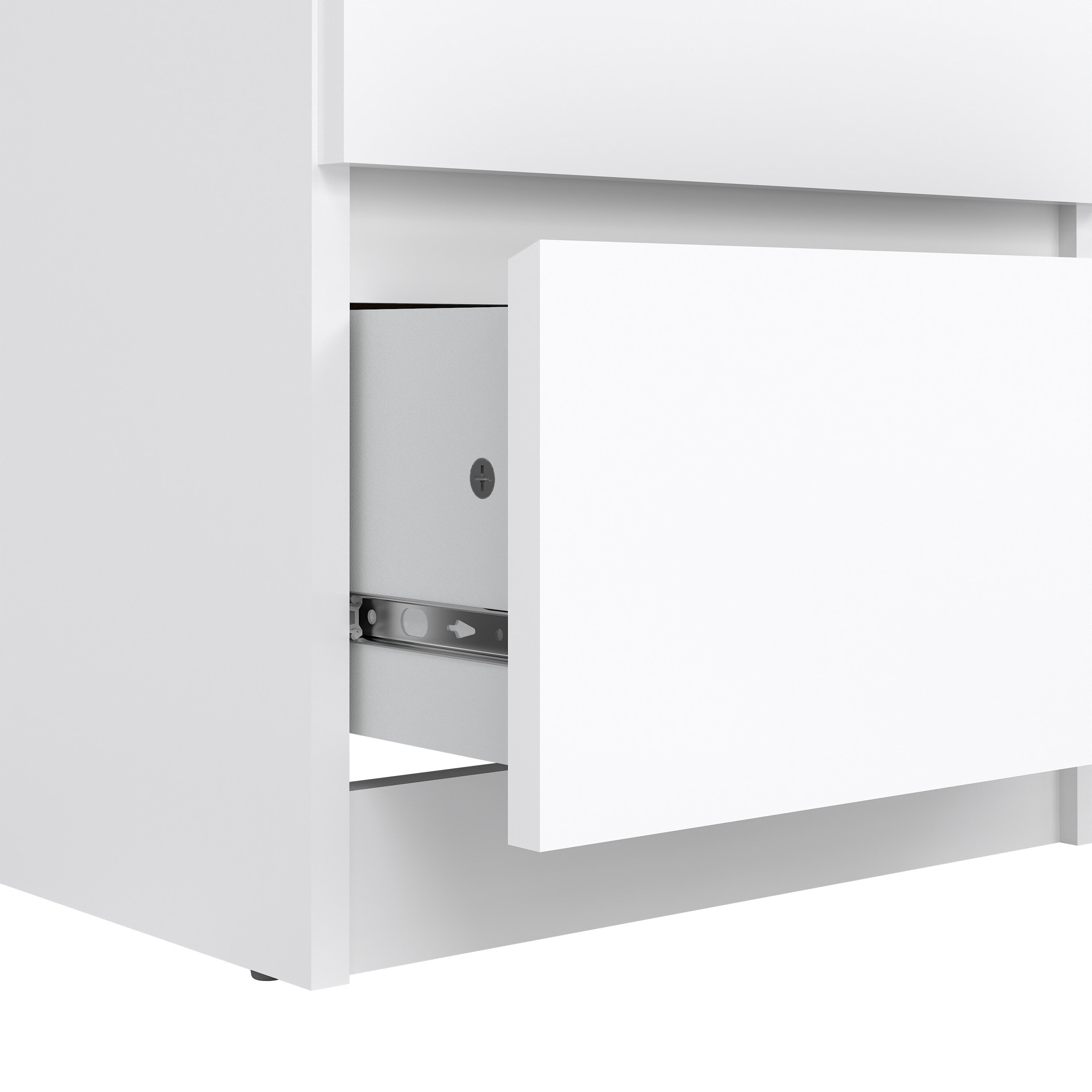 Naia Narrow Chest of 5 Drawers in White High Gloss – FTG, view 7