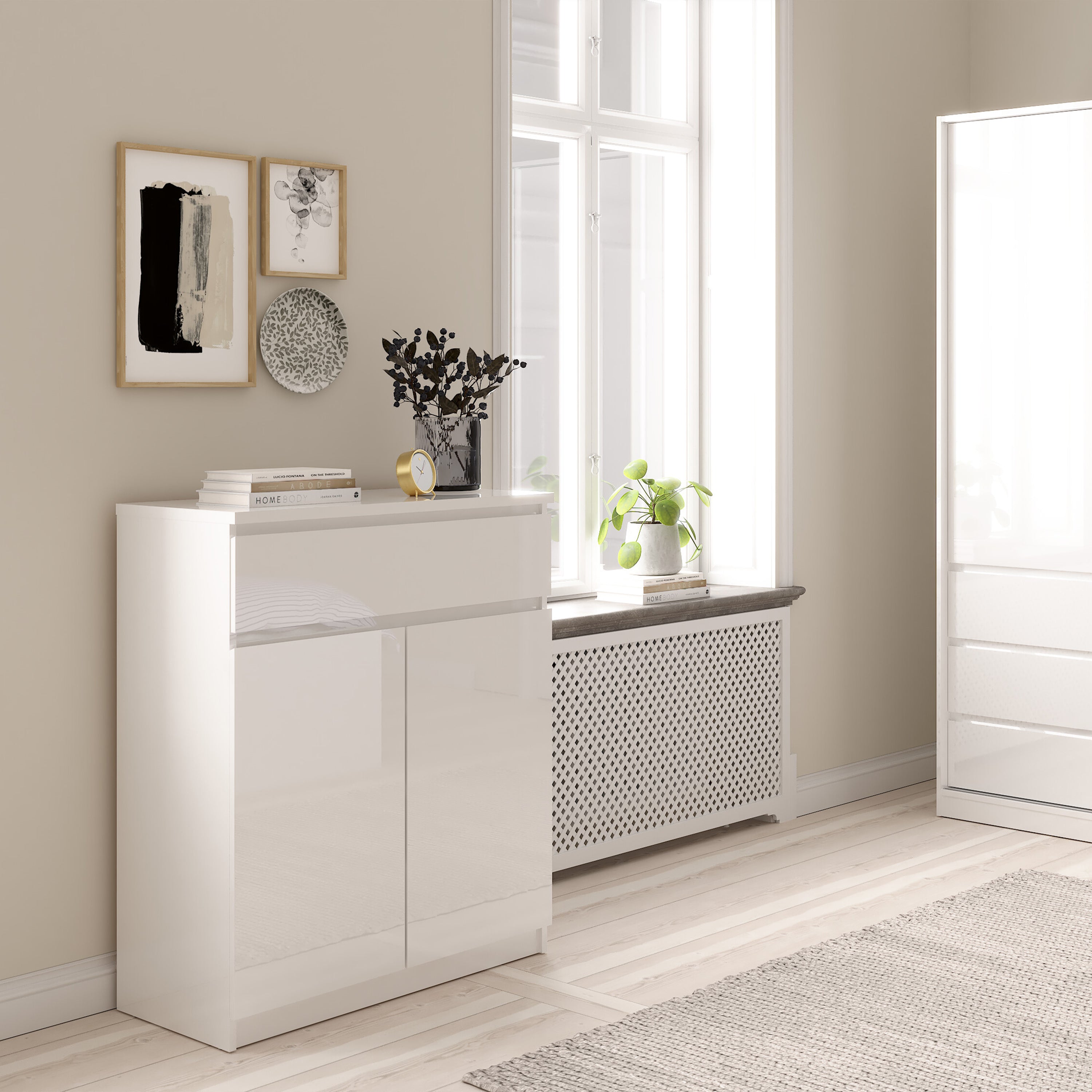 Naia Sideboard 1 Drawer 2 Doors in White High Gloss – FTG, view 5