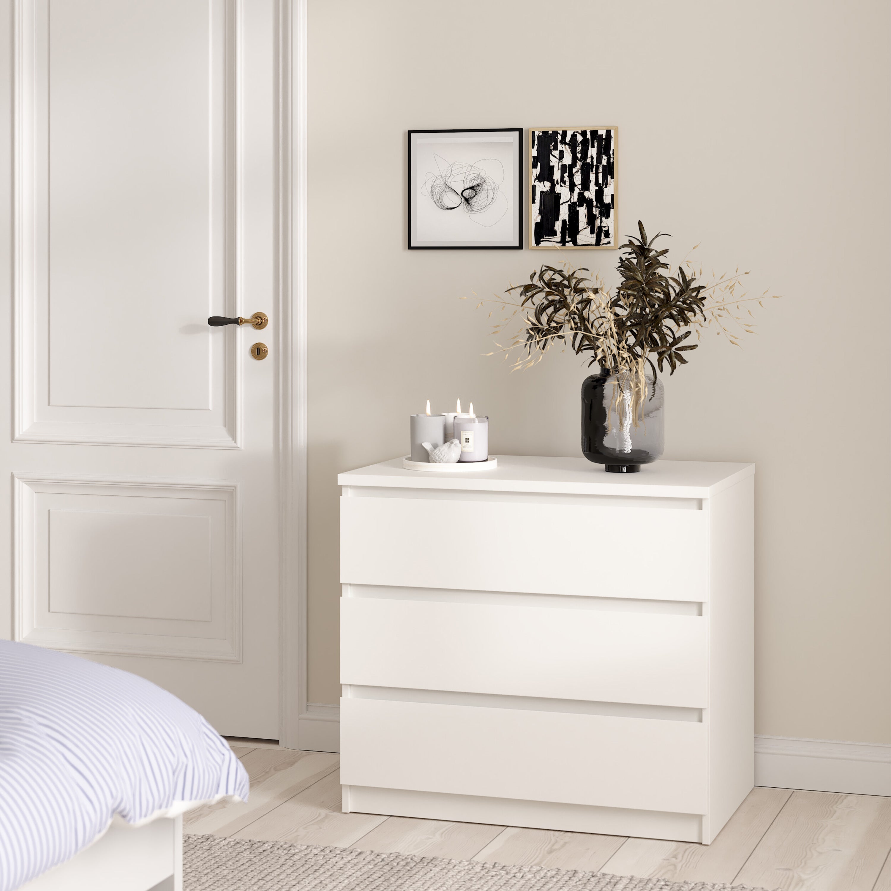 Naia Chest of 3 Drawers in White – FTG, view 5