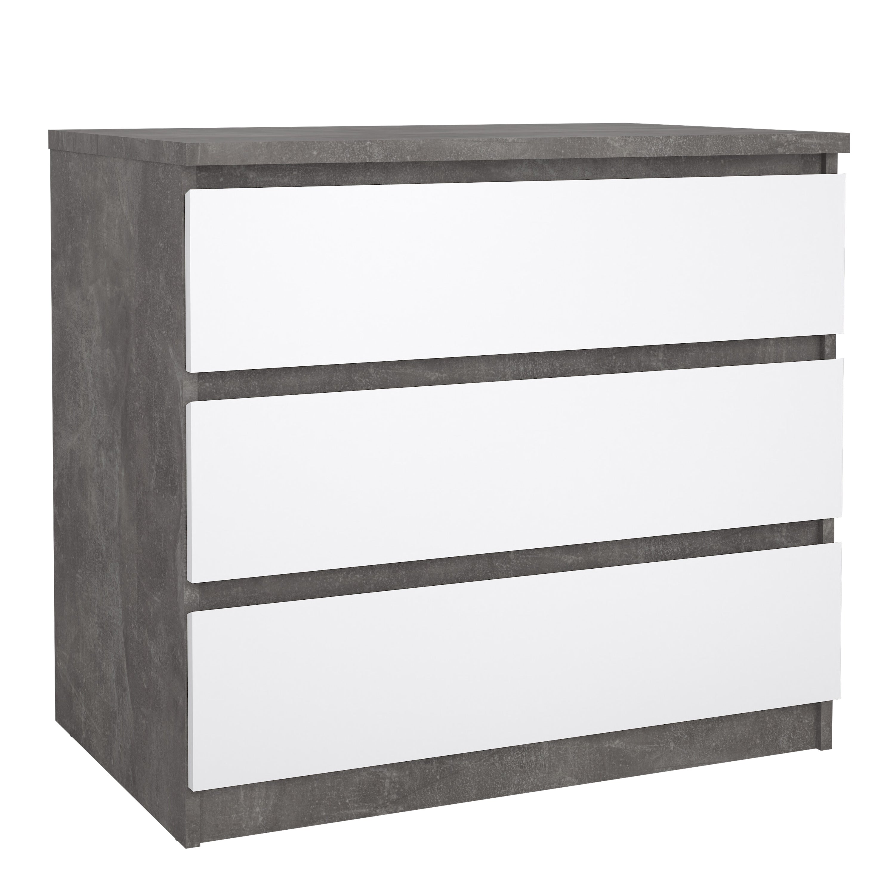 Naia Chest of 3 Drawers in Concrete and White High Gloss – FTG