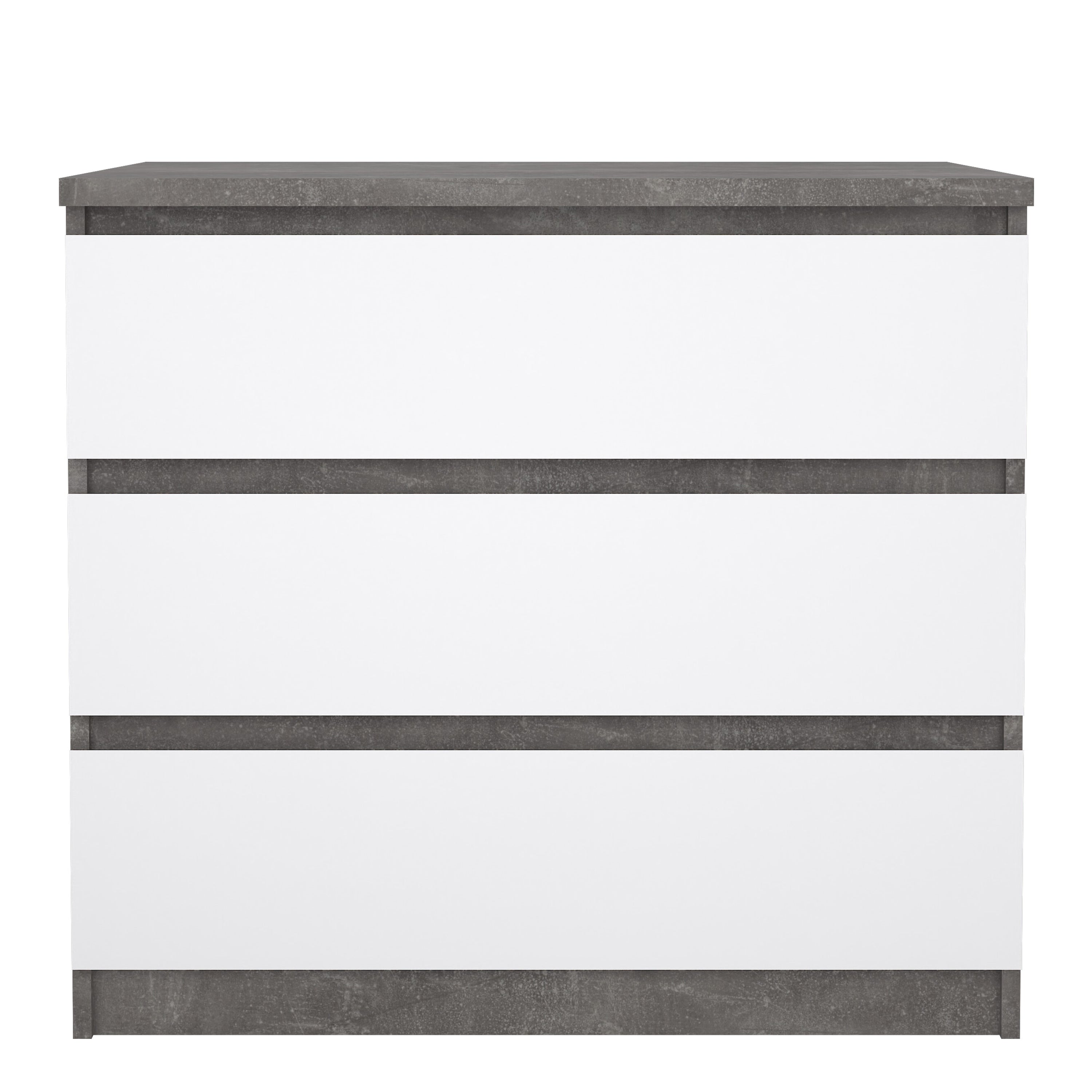 Naia Chest of 3 Drawers in Concrete and White High Gloss – FTG, view 2