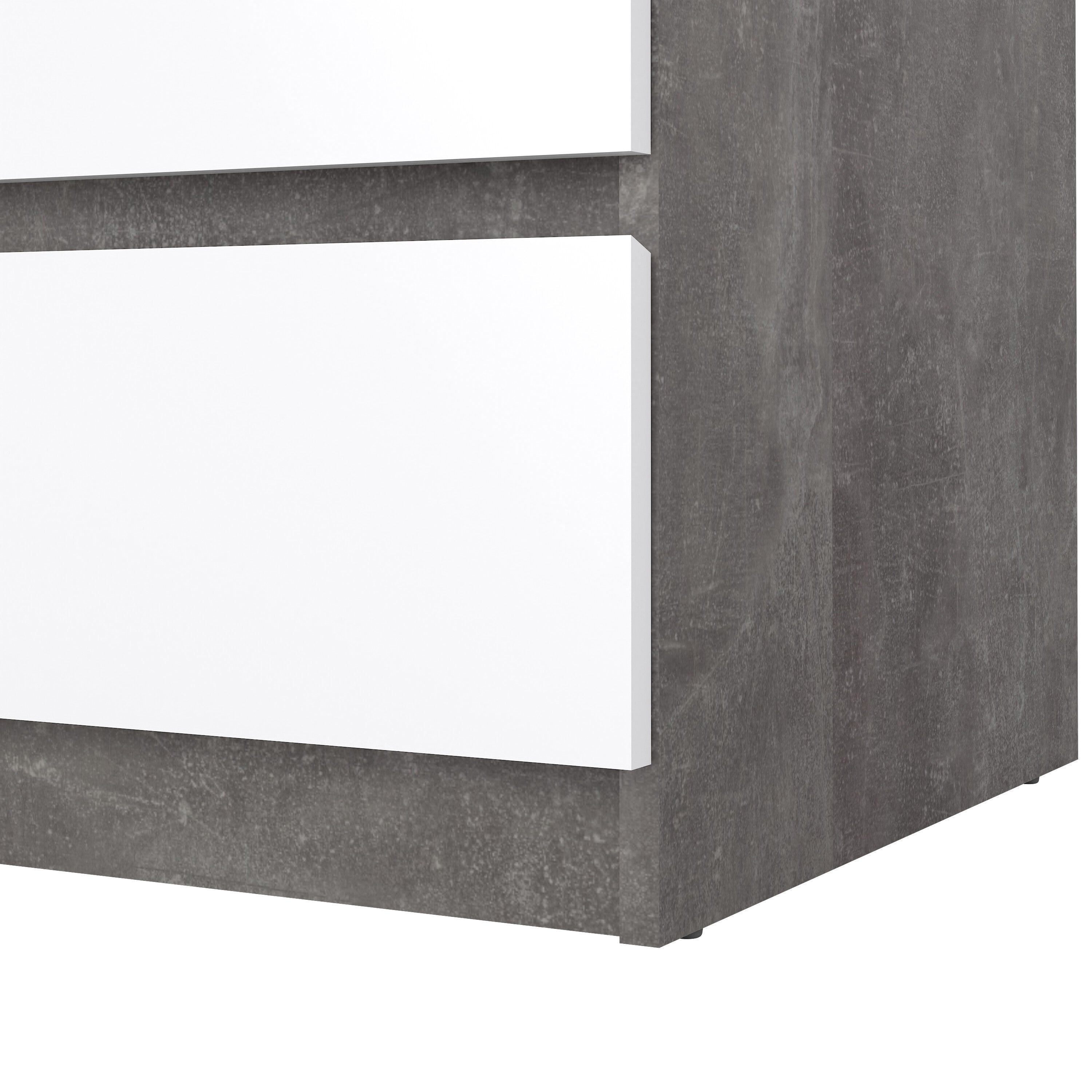 Naia Chest of 3 Drawers in Concrete and White High Gloss – FTG, view 7