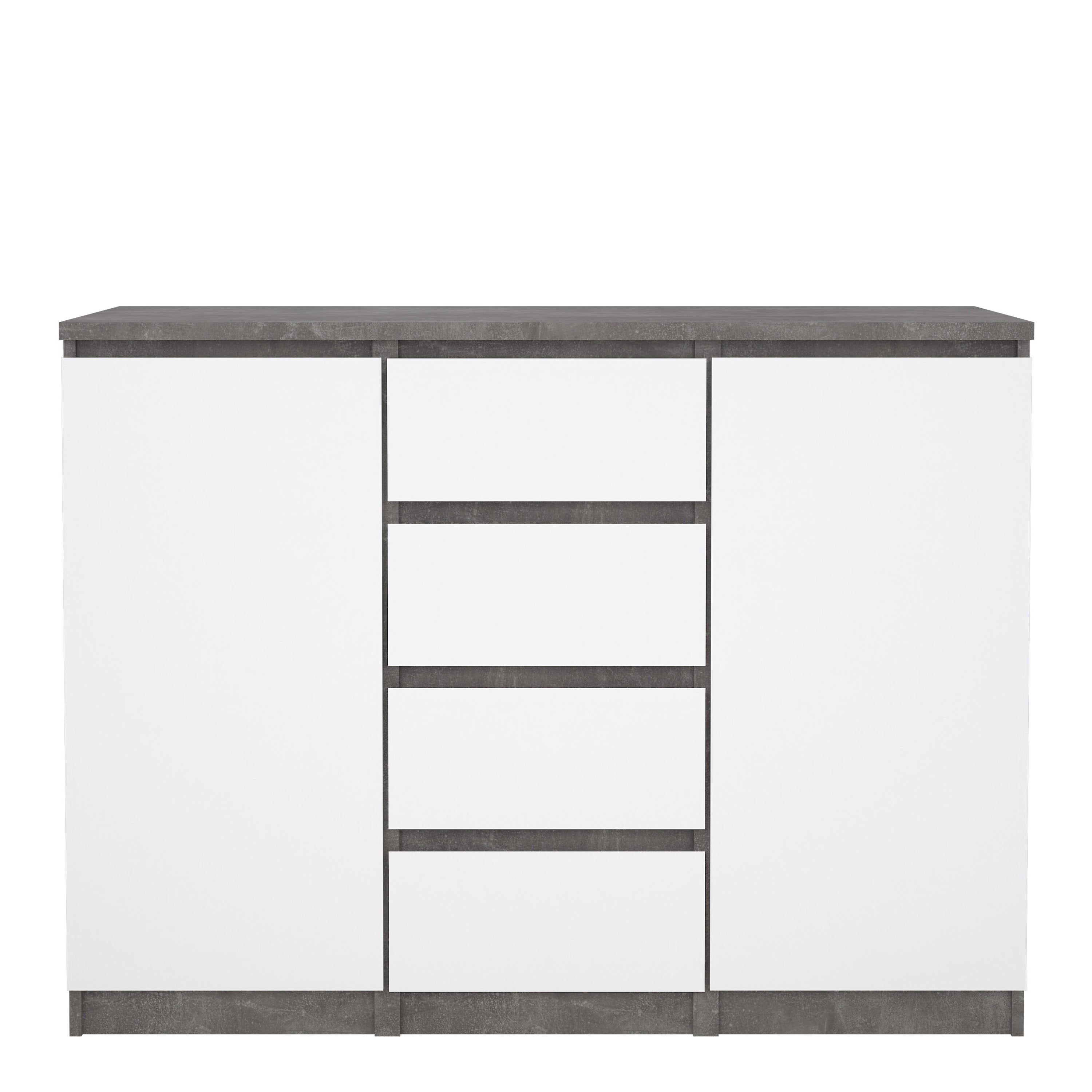 Naia Sideboard 4 Drawers 2 Doors in Concrete and White High Gloss – FTG, view 2
