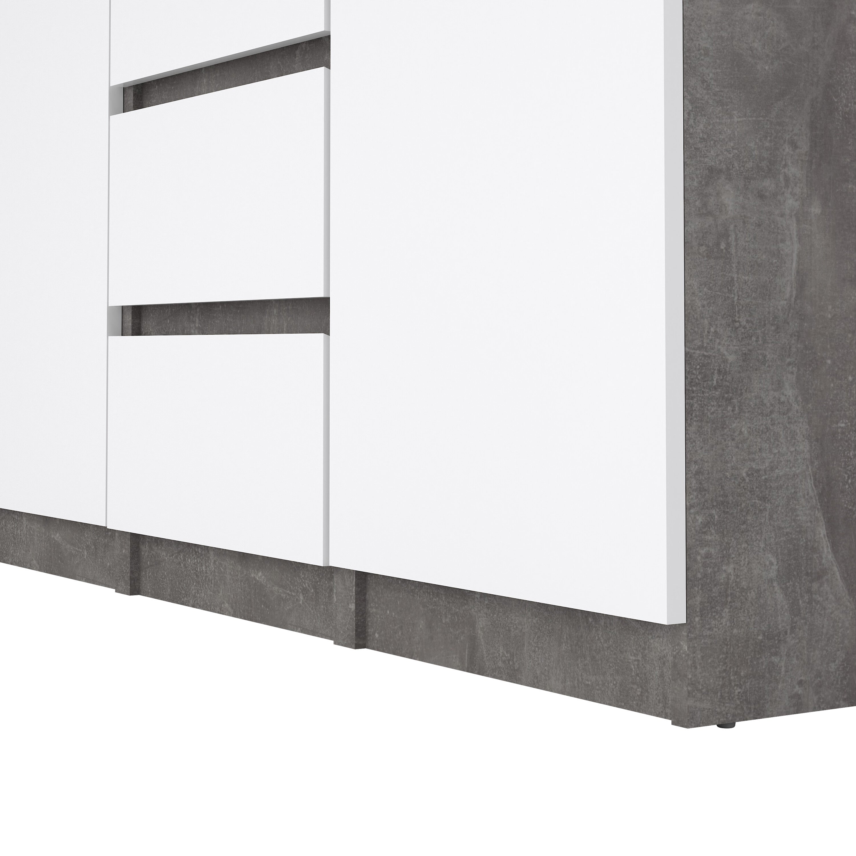 Naia Sideboard 4 Drawers 2 Doors in Concrete and White High Gloss – FTG, view 7