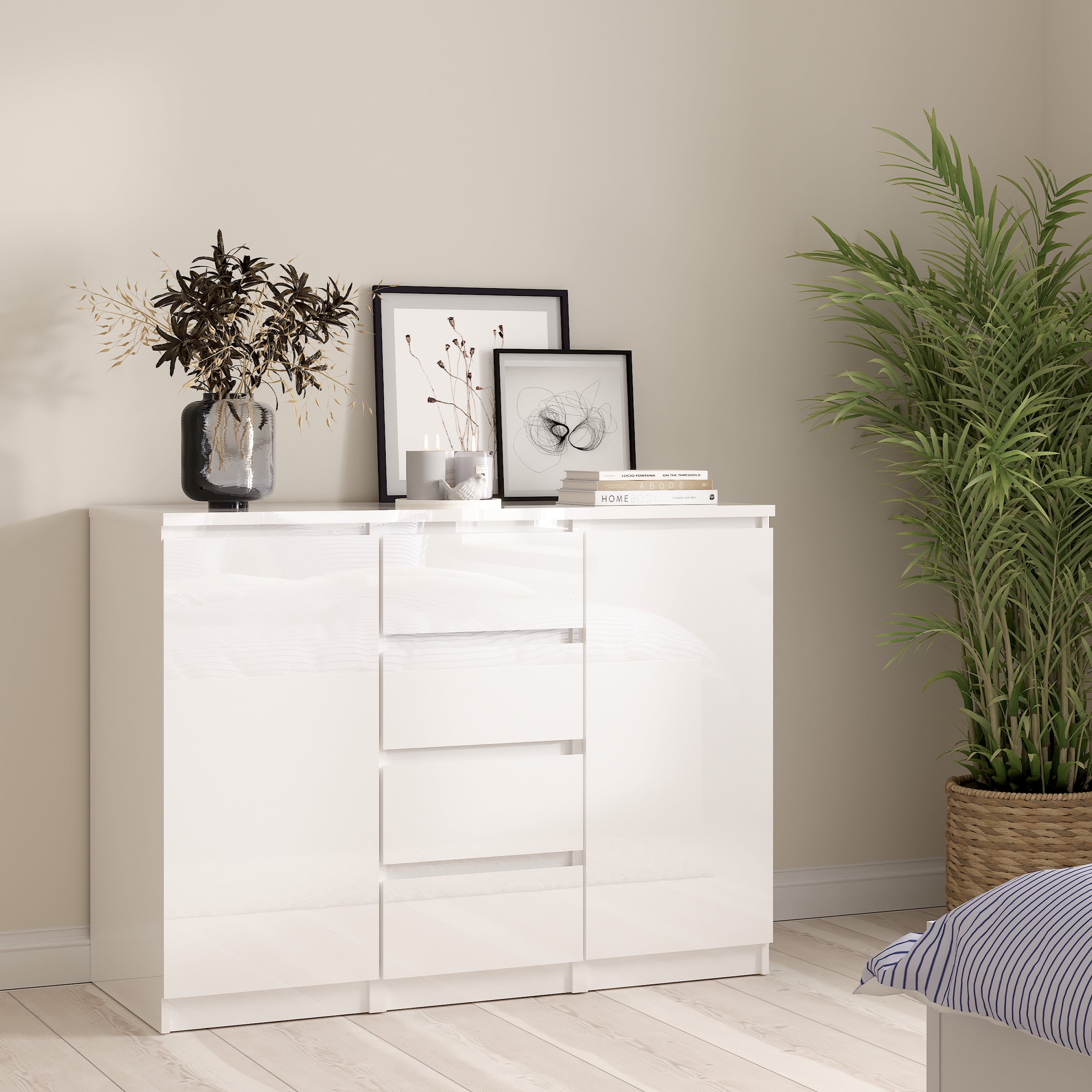 Naia Sideboard - 4 Drawers 2 Doors in White High Gloss – FTG, view 10