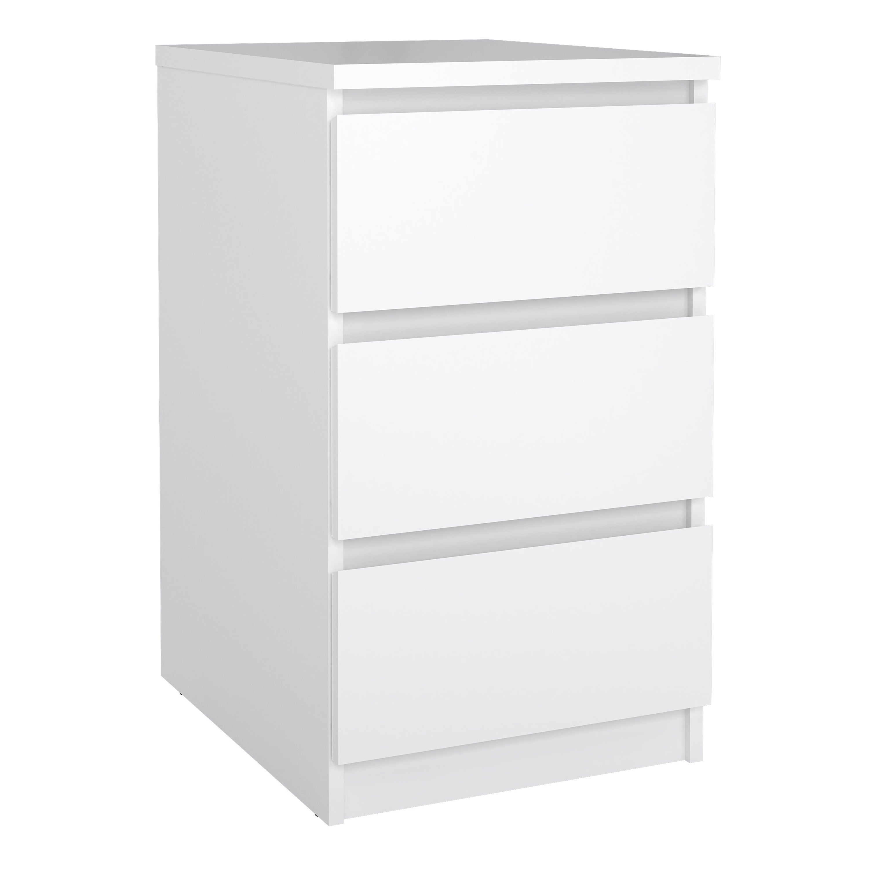 Naia Bedside 3 Drawers in White High Gloss – FTG